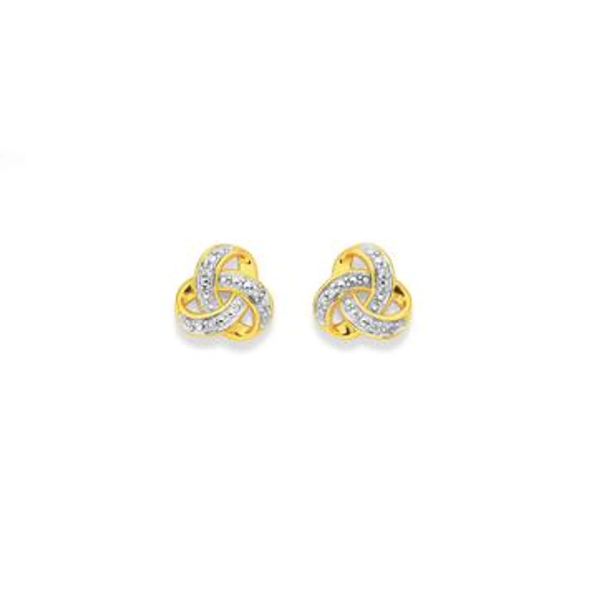 9ct Gold Diamond Celtic Knot Stud Earrings