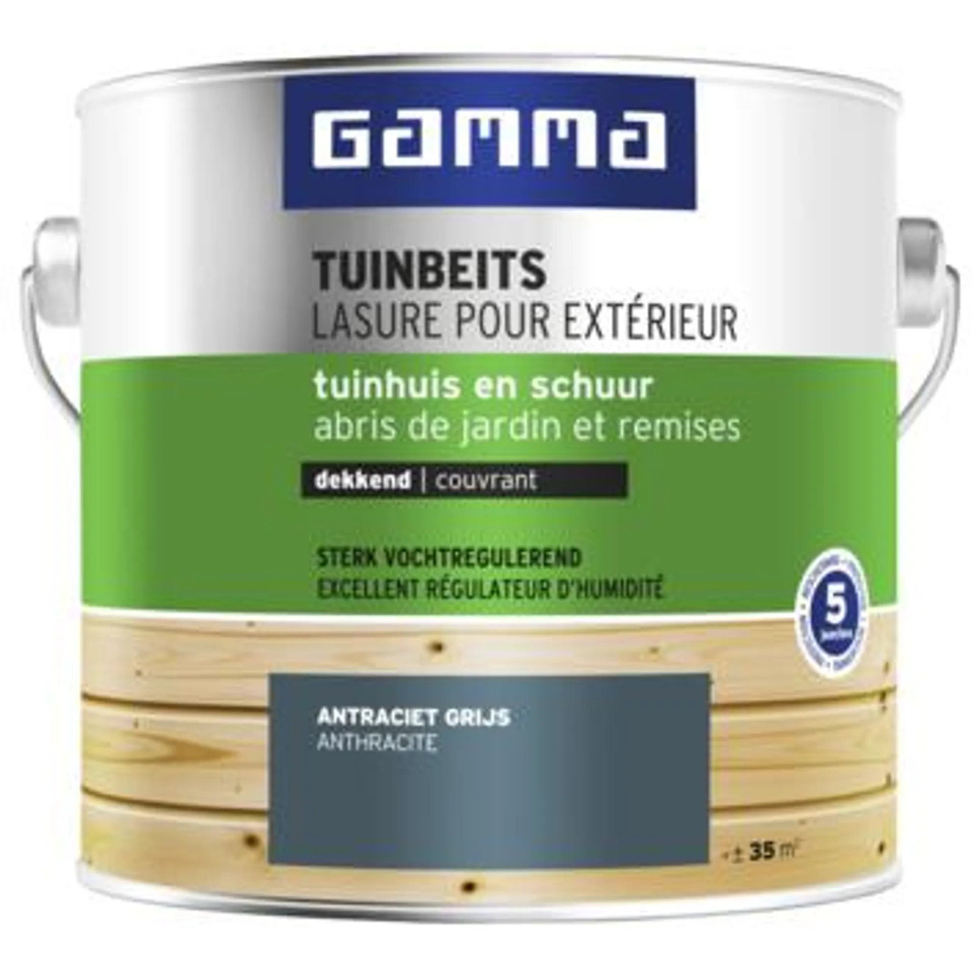 GAMMA tuinbeits tuinhuis & schuur dekkend RAL 7016 antraciet grijs 2,5 liter