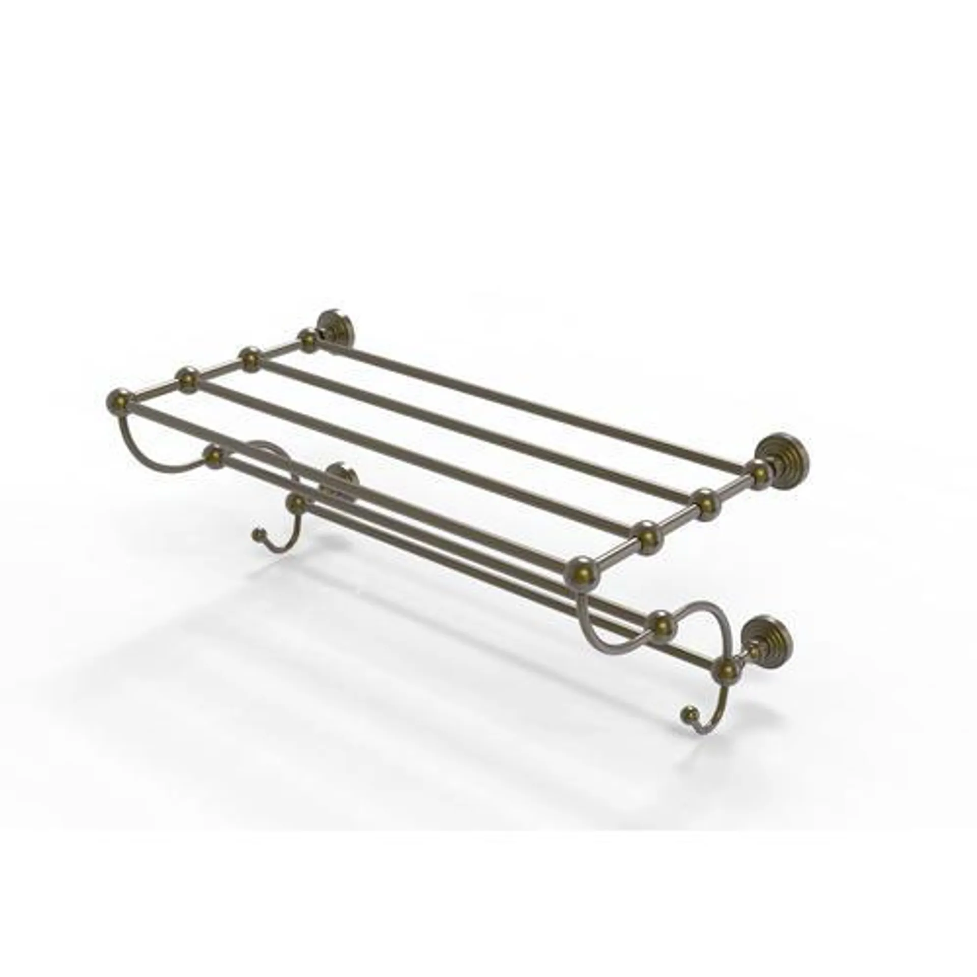 Allied Brass Waverly Place 24" Antique Brass Train Rack Towel Bathroom Shelf