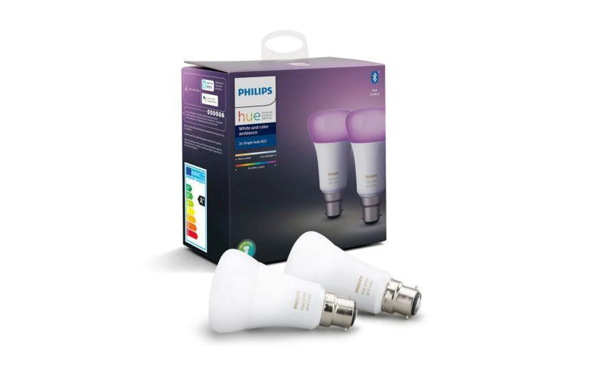 Hue Smart Bulb White Colour Ambiance 9W A60 B22 LED Set of 2