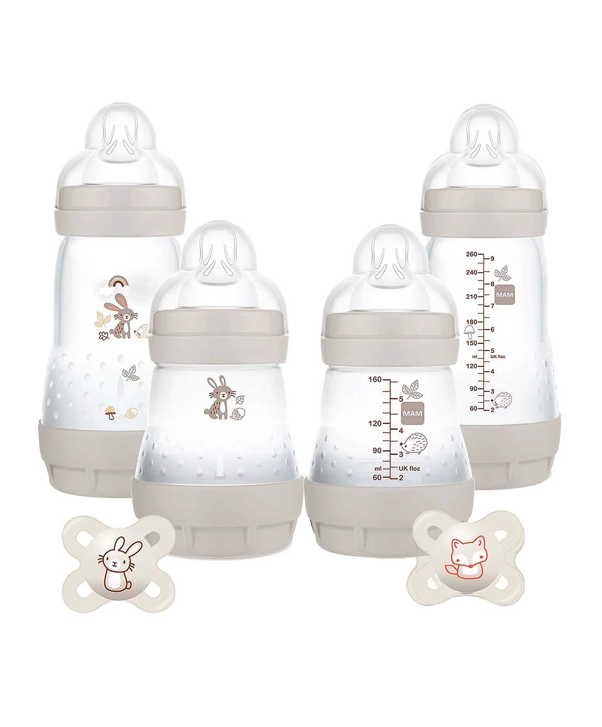 MAM Baby Feed & Soothe Anti Colic Bottles & Soothers Set - Grey