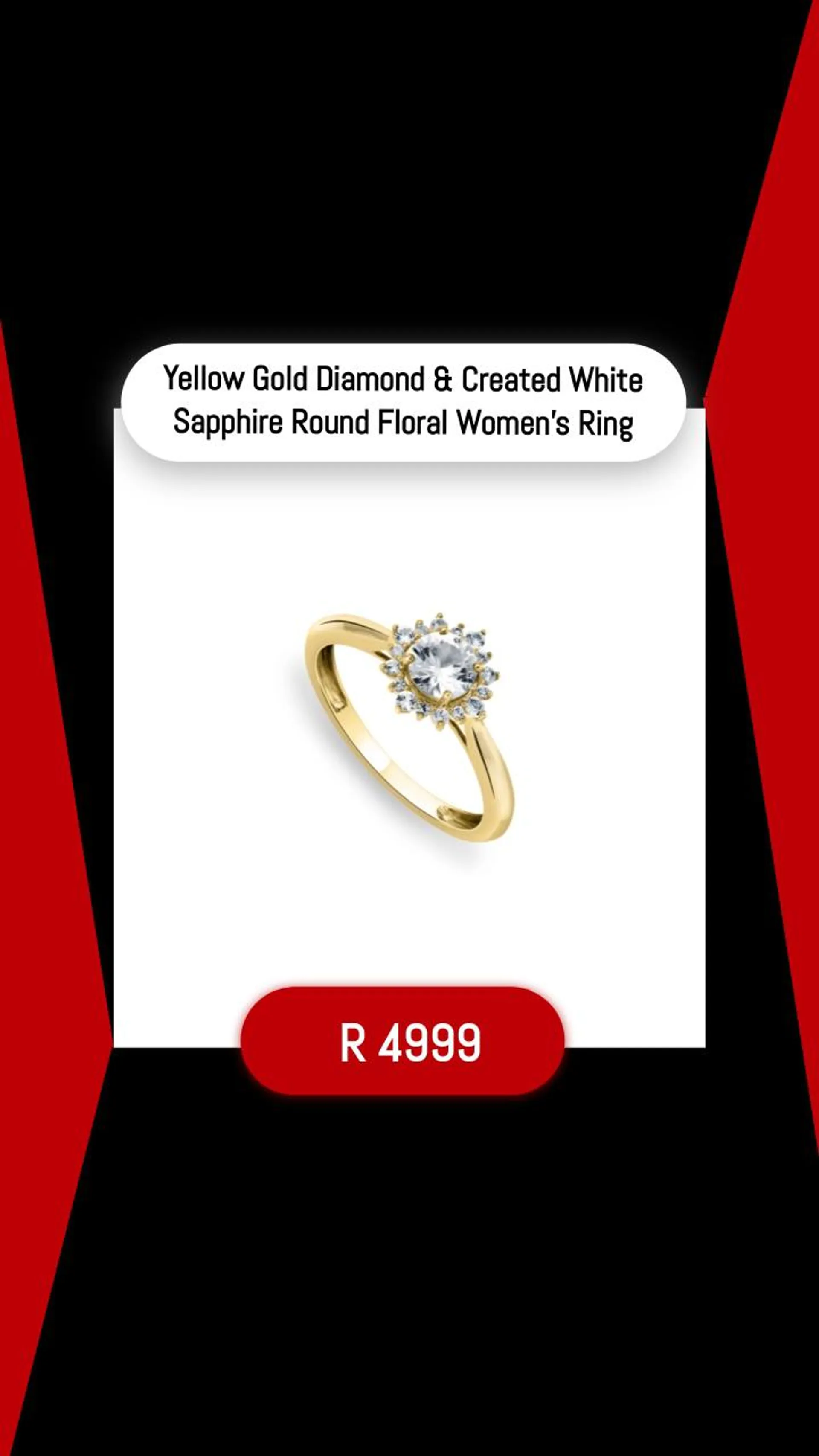 Yellow Gold Diamond & Created White Sapphire Round Floral Women’s Ring