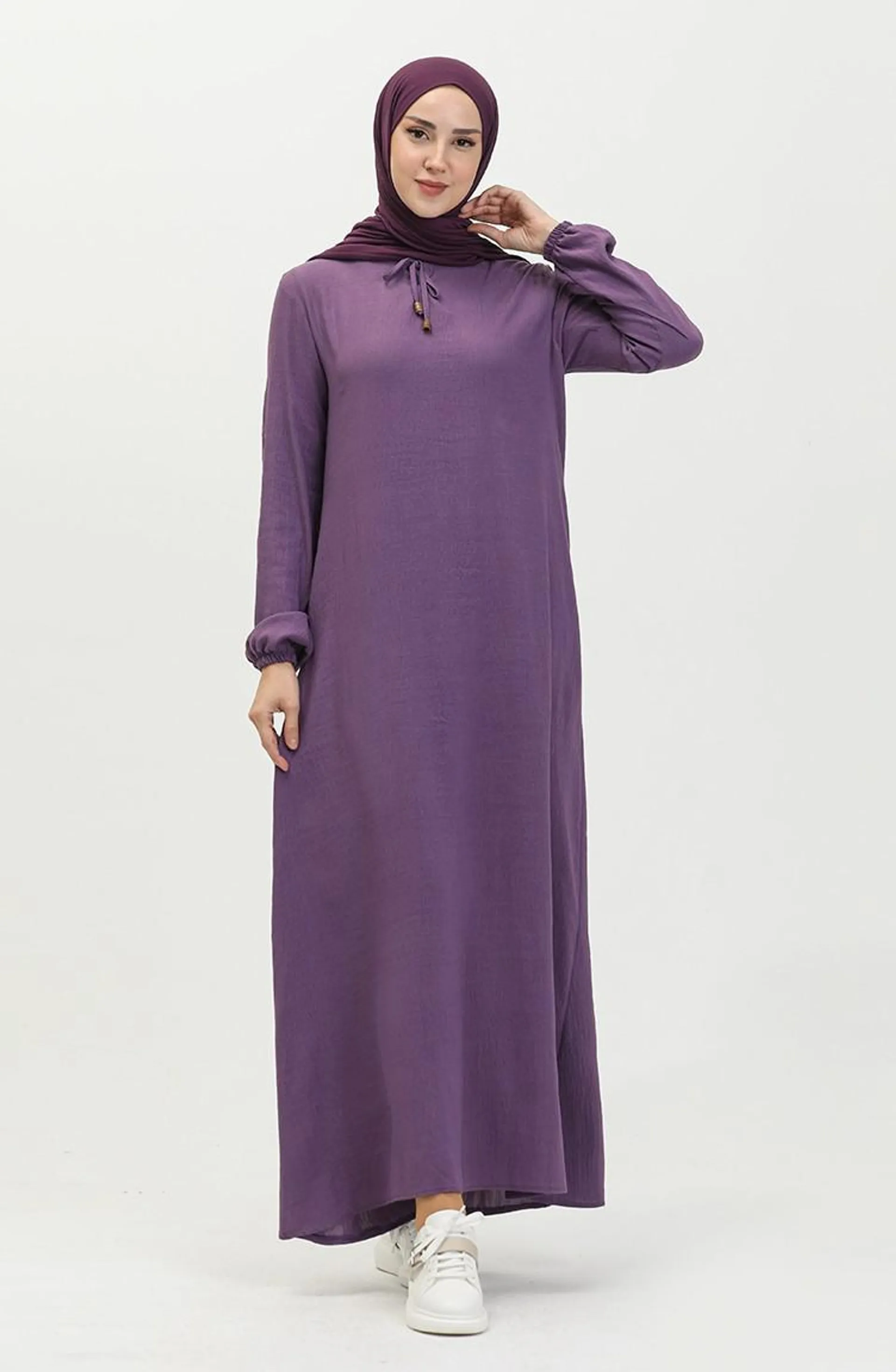Elastic Sleeve Dress 1838-01 Purple 1838-01