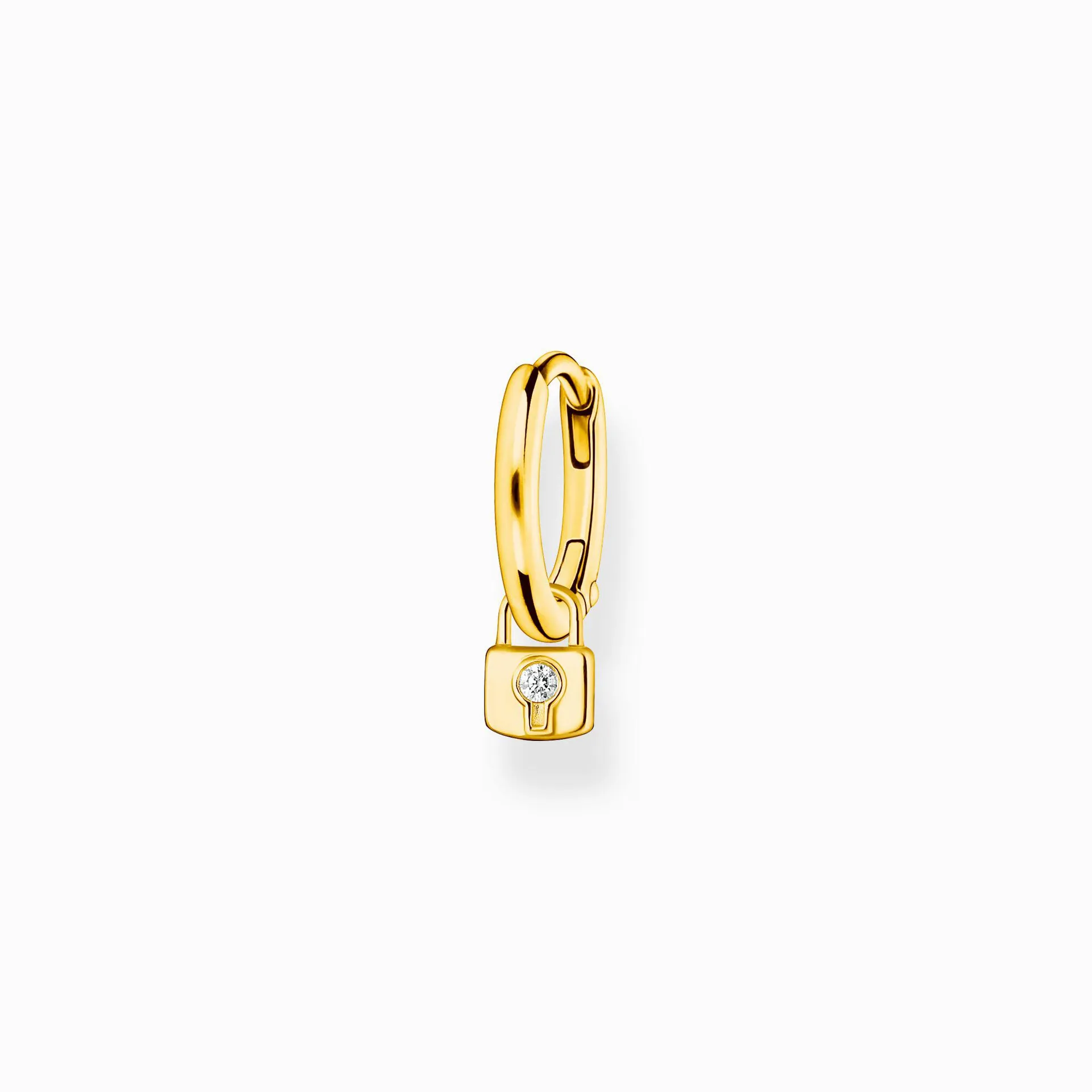 Single hoop earring with padlock pendant gold