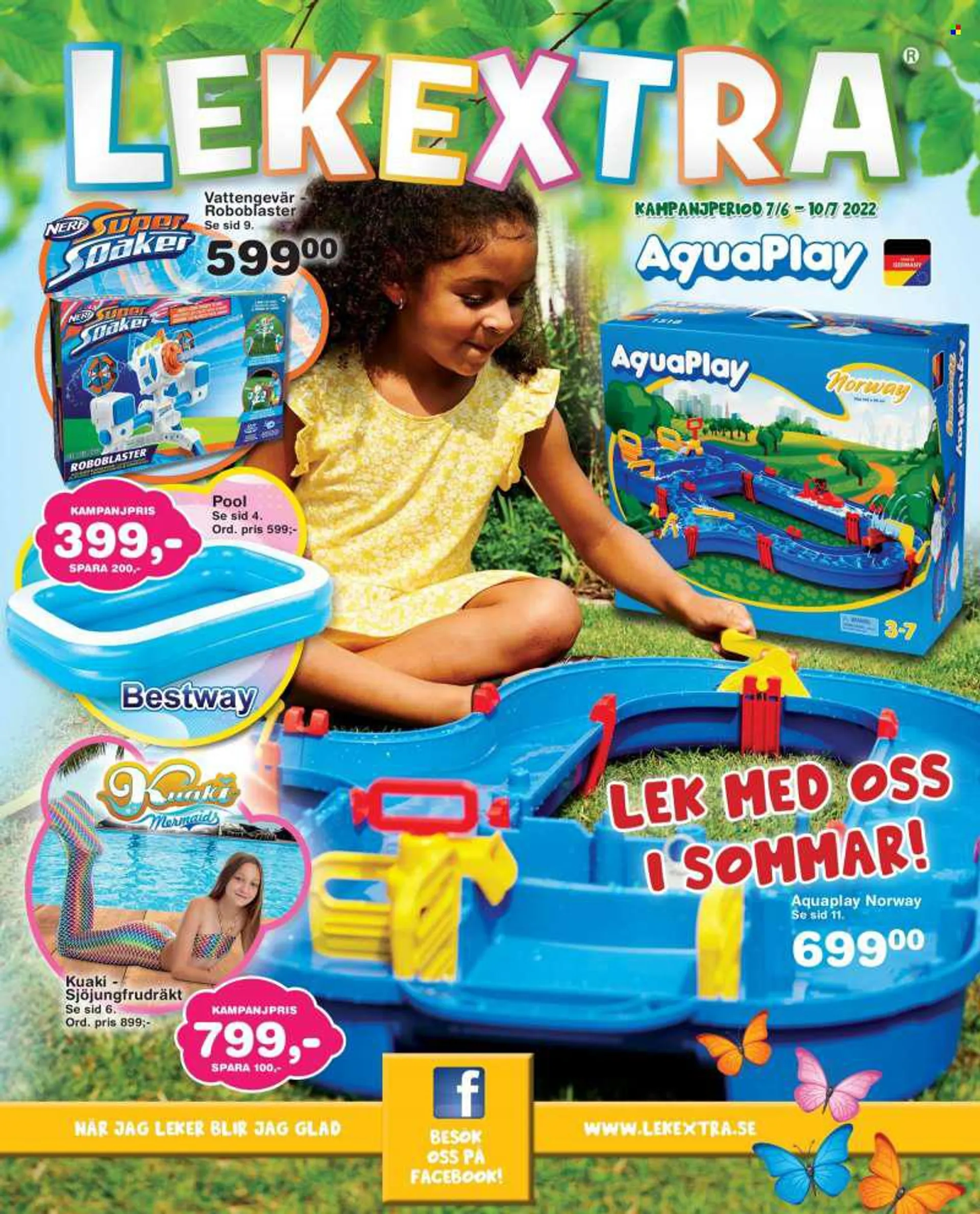 Lekextra reklamblad - 7/6 2022 - 10/7 2022 - varor från reklamblad - Nerf, pool. Sida 1.