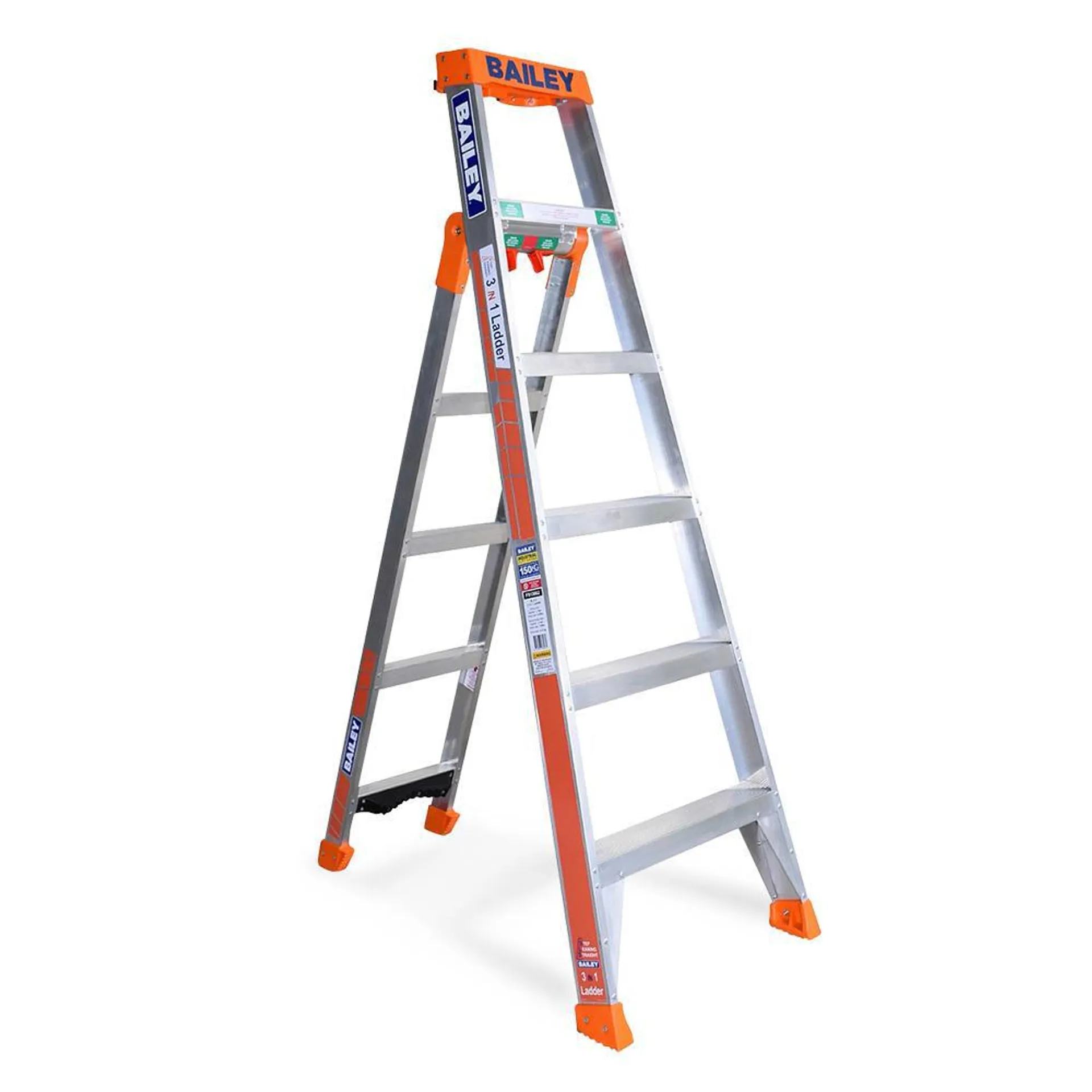 Bailey FS13862 1.8m 150kg 3-in-1 6/9 Step Leaning Straight Ladder