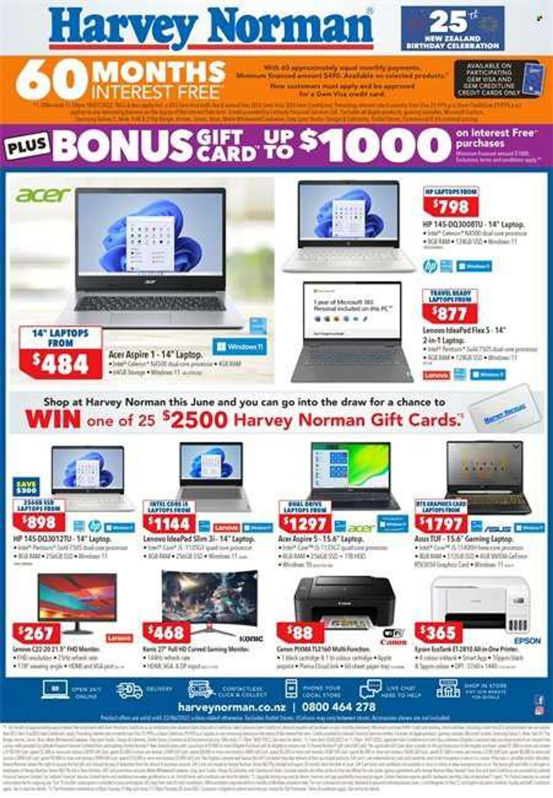 Harvey Norman mailer - 17.06.2022 - 22.06.2022 - Sales products - Apple, Acer, Asus, Lenovo, Hewlett Packard, phone, laptop, gaming laptop, monitor, Canon, Epson. Page 2.