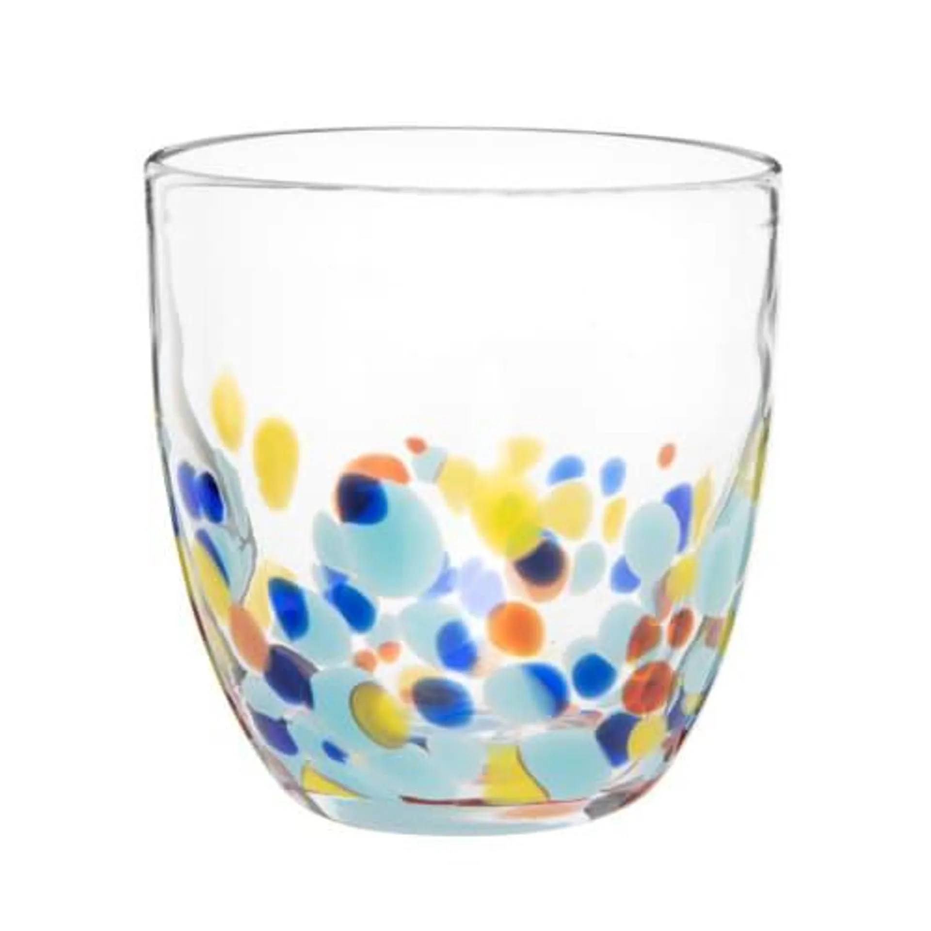 Bicchiere in vetro trasparente con motivi a pois multicolore - Lotto di 6