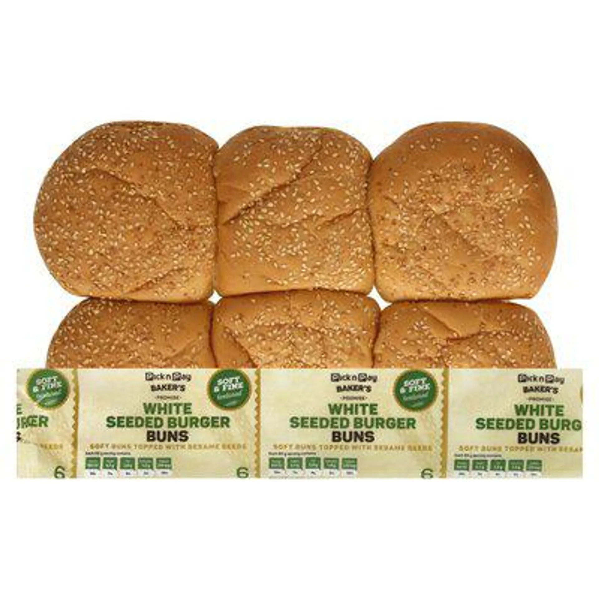 PnP White Seeded Burger Buns 6s