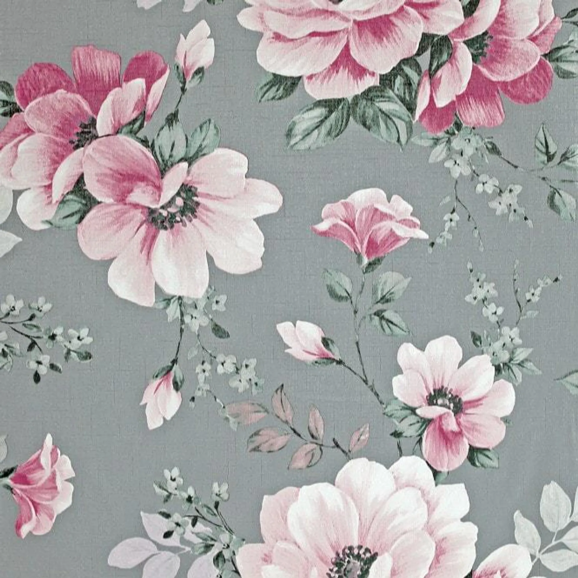 Karina Floral wallpaper in Grey, Pink
