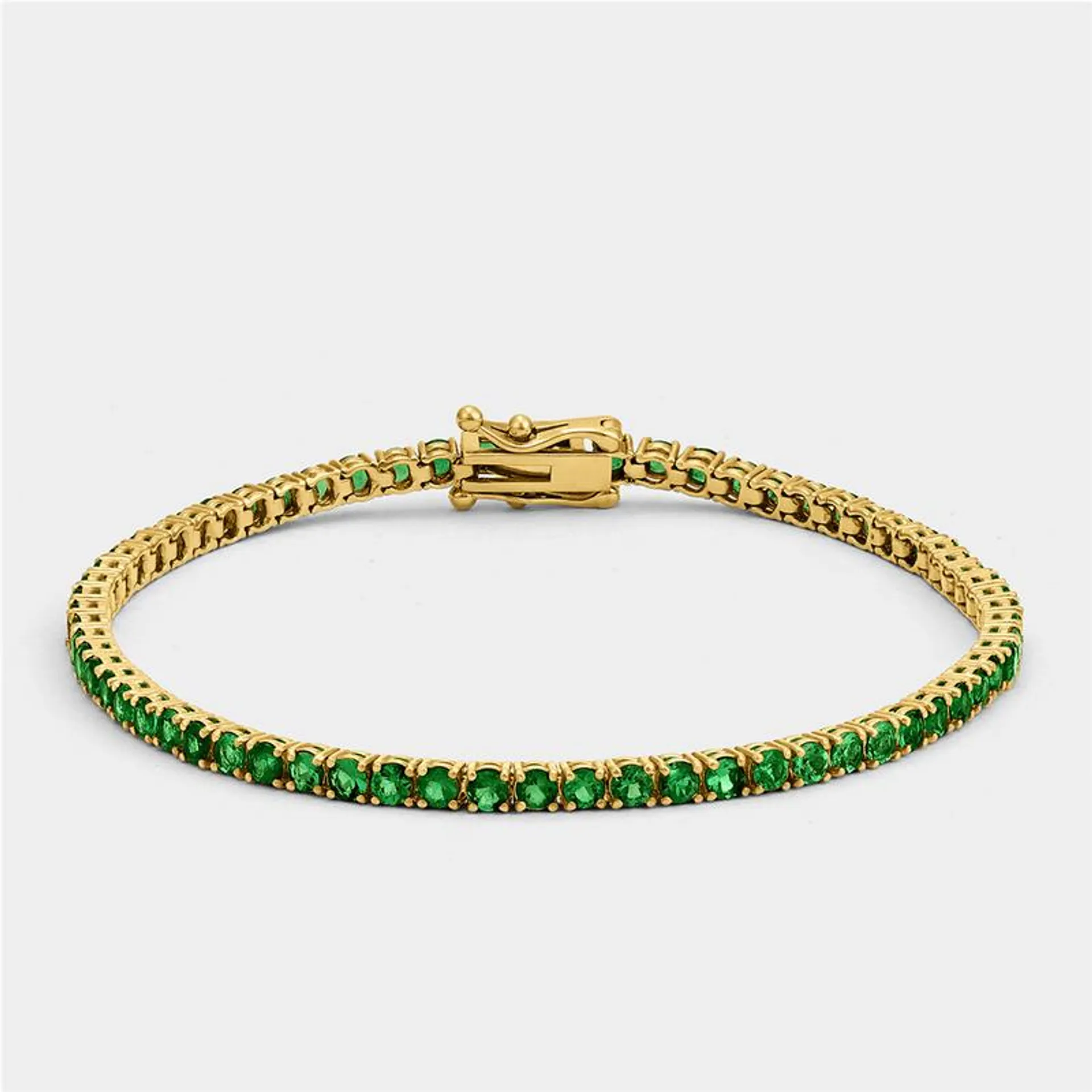Yellow Gold Natural Emerald Women’s Tennis Bracelet
