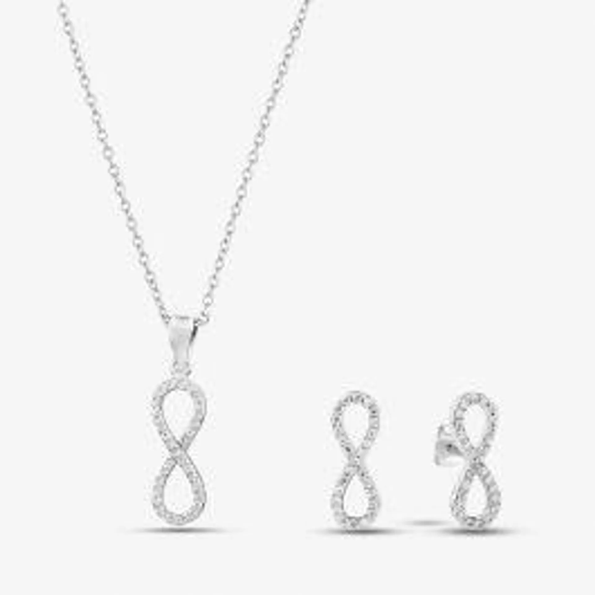 Silver Cubic Zirconia Infinity Pendant & Earring Set SET9471