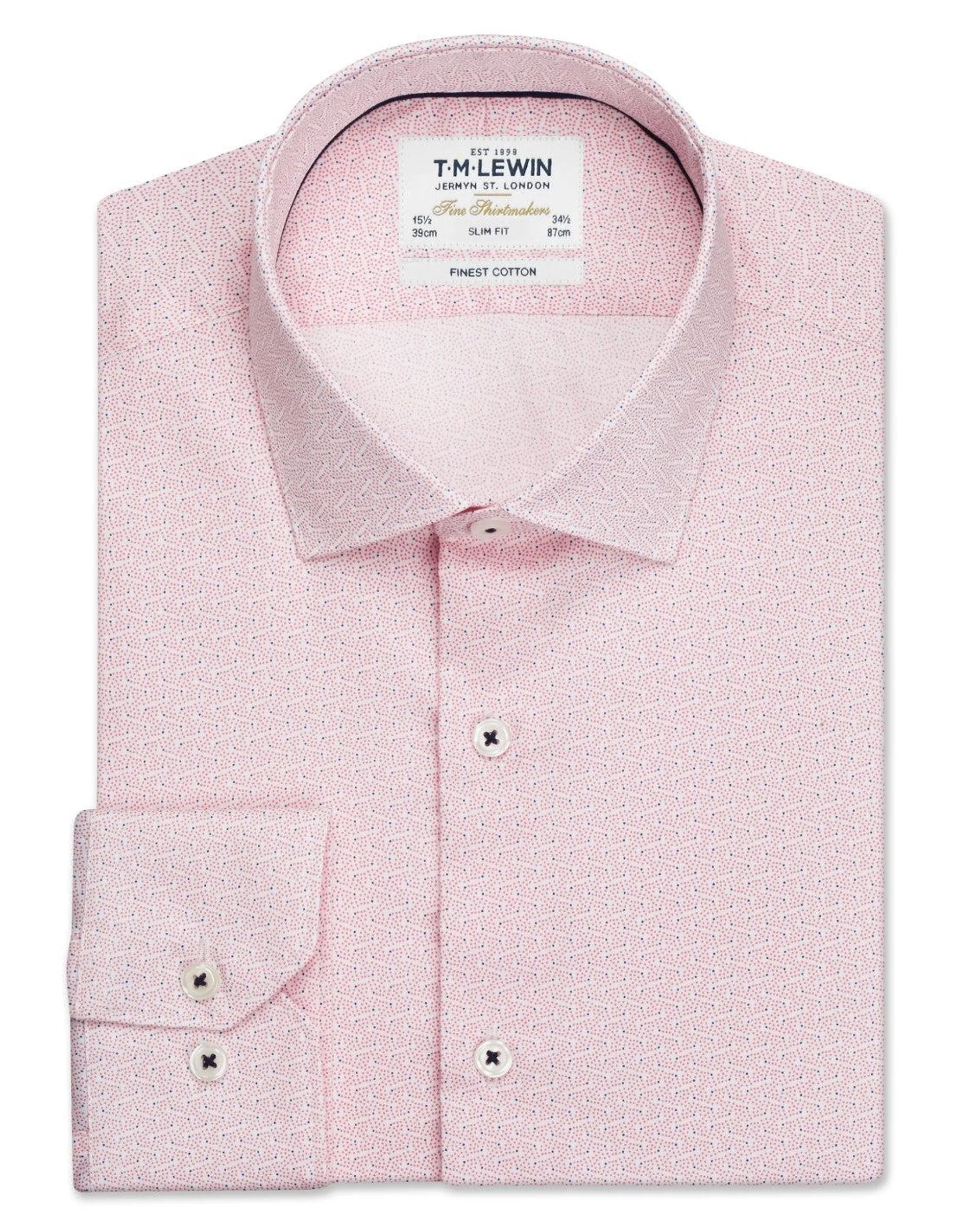 Constellation Print Slim Fit Pink Single Cuff Shirt