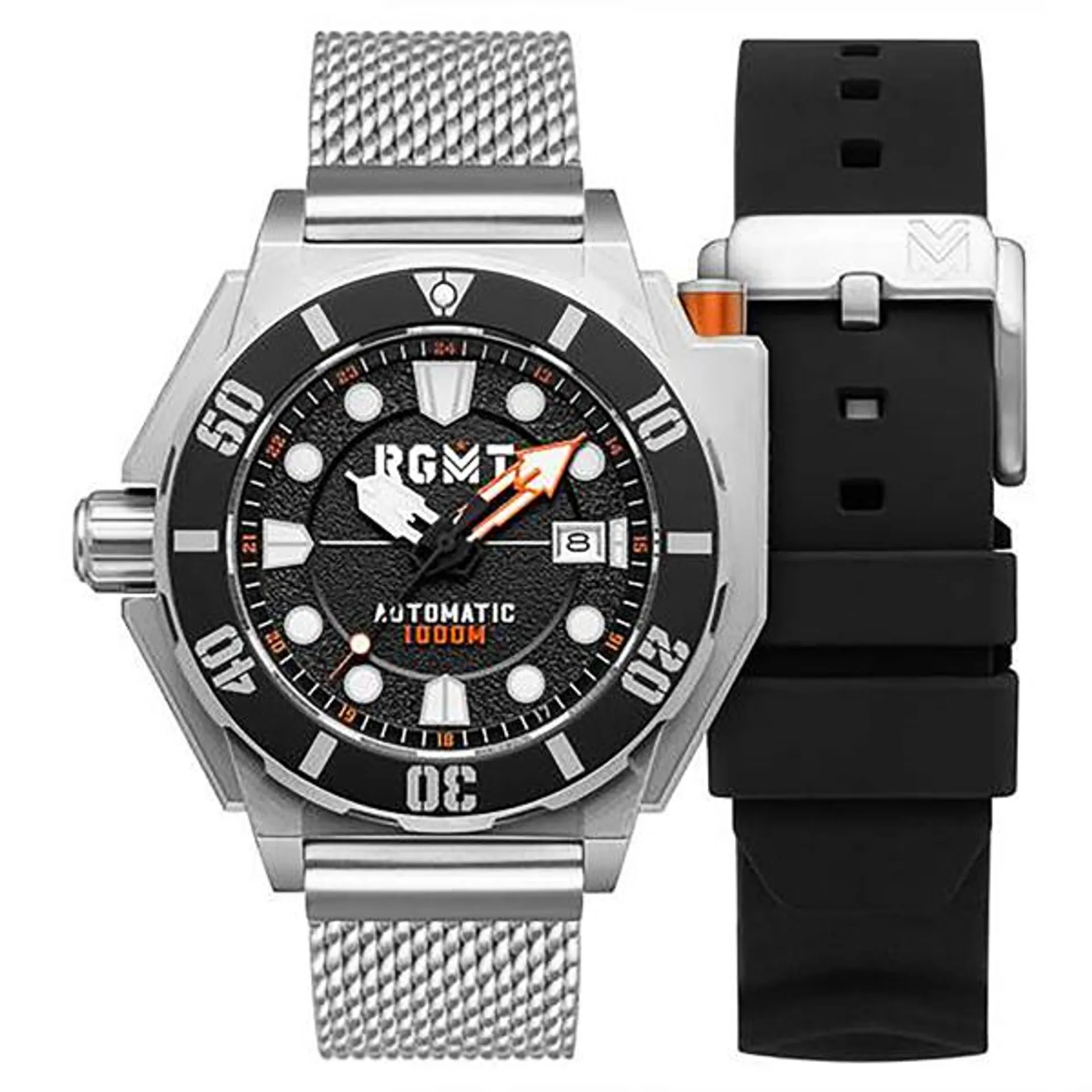 RGMT Gents Torpedo 1000m Automatic Watch with Milanese Bracelet, Extra Strap & Dry Box