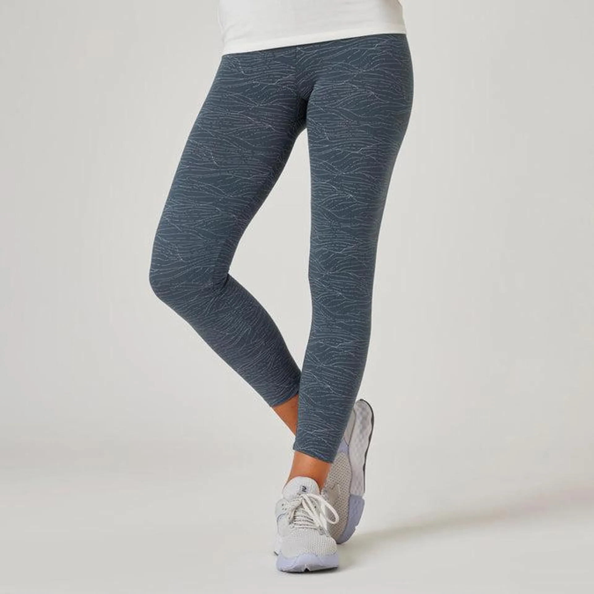 Women's Fitness 7/8 Leggings Fit+ 500 - Blue Print