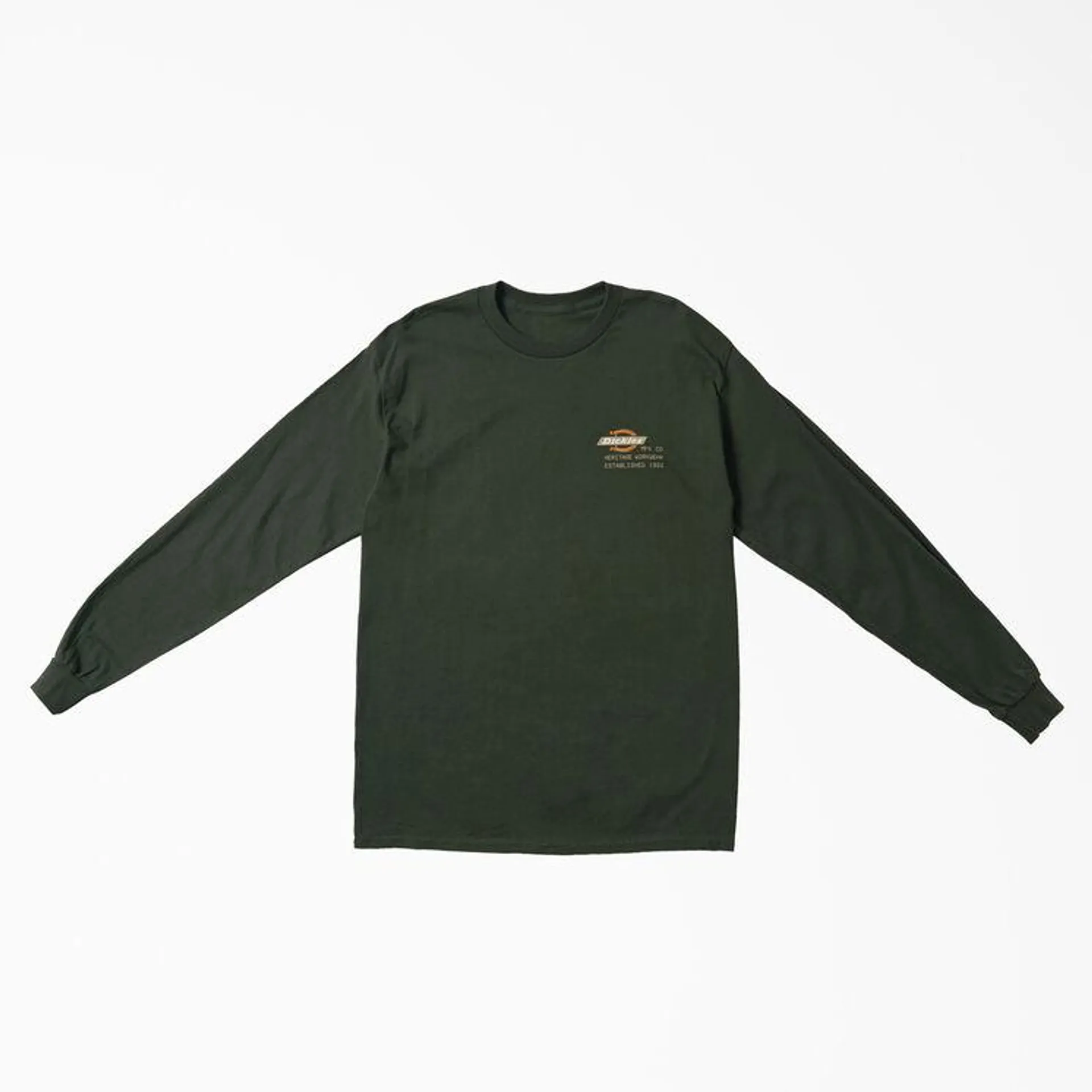 Long Sleeve Heritage Workwear Graphic T-Shirt, Forest Green