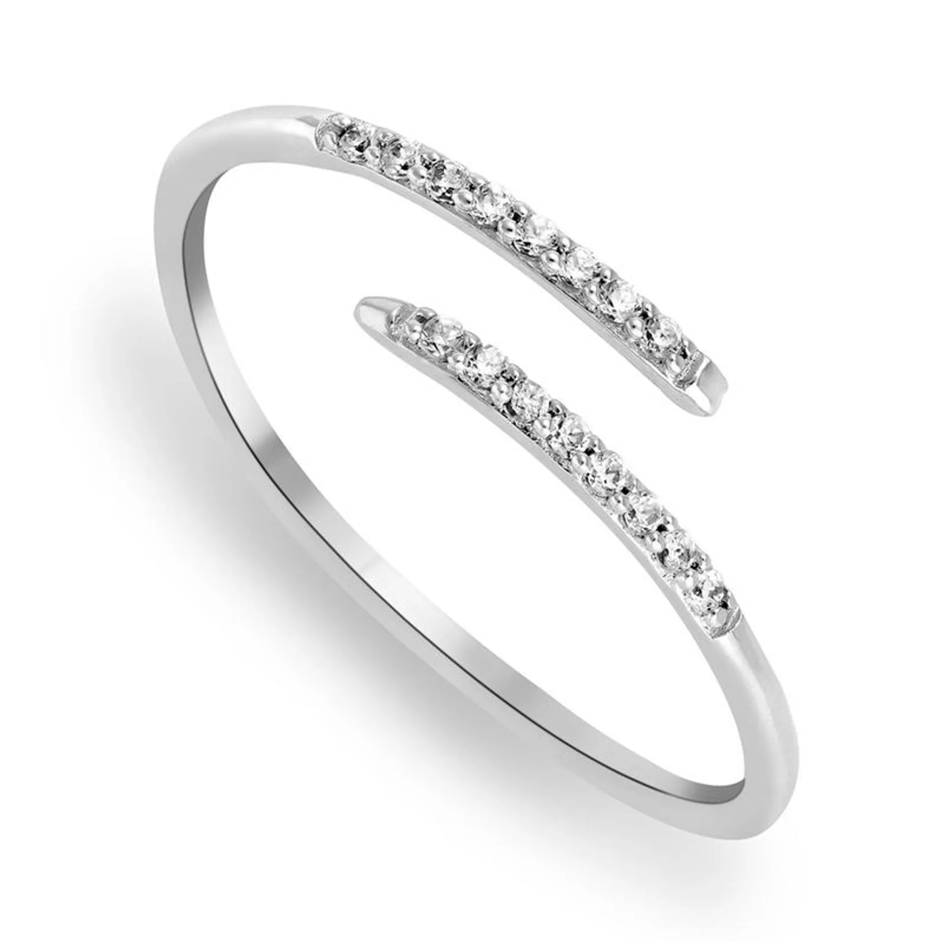 Sterling Silver & Cubic Zirconia Crossover Ring