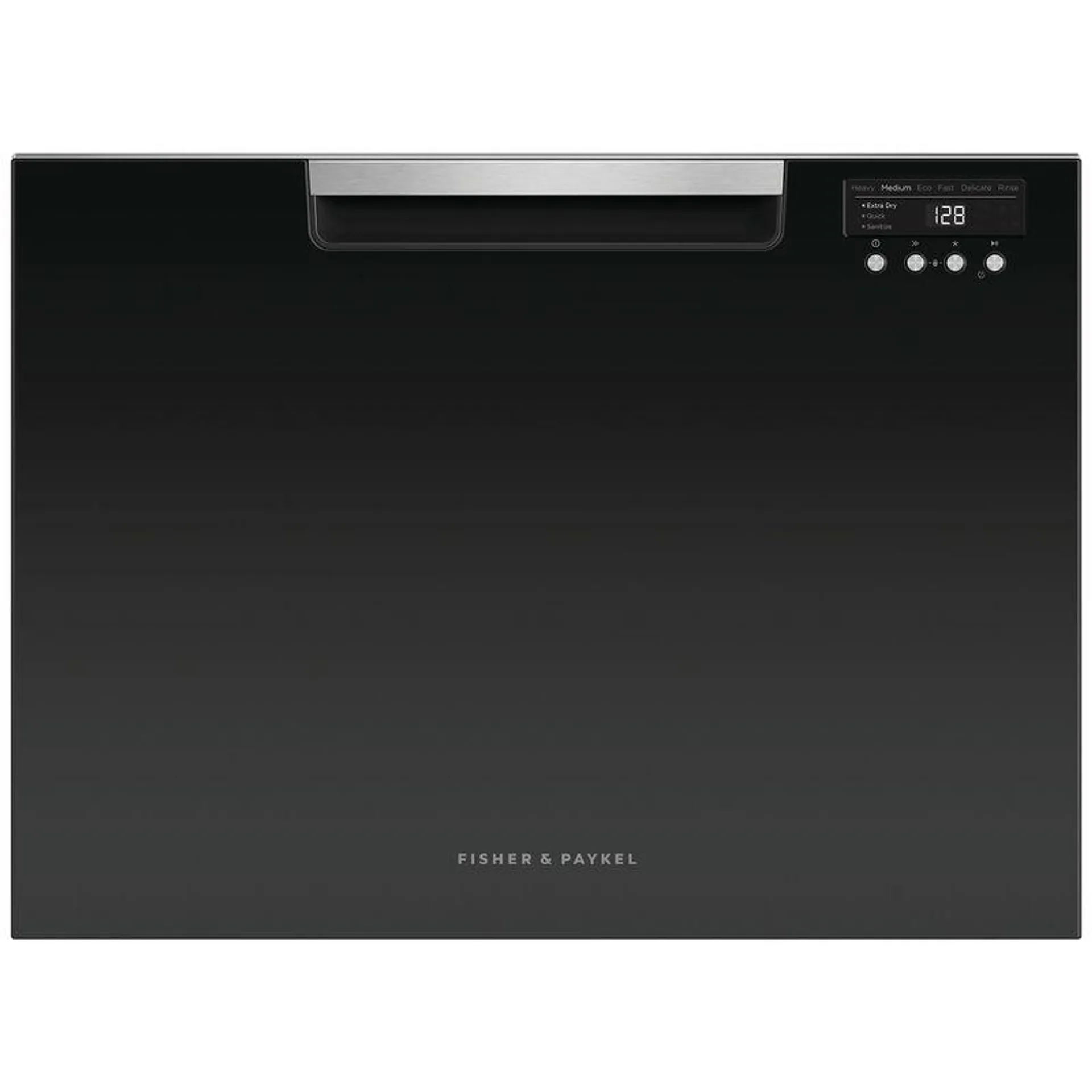Fisher & Paykel Series 7 24 in. Built-In Drawer Dishwasher with Front Control, 44 dBA Sound Level, 7 Place Settings & Sanitize Cycle - Black