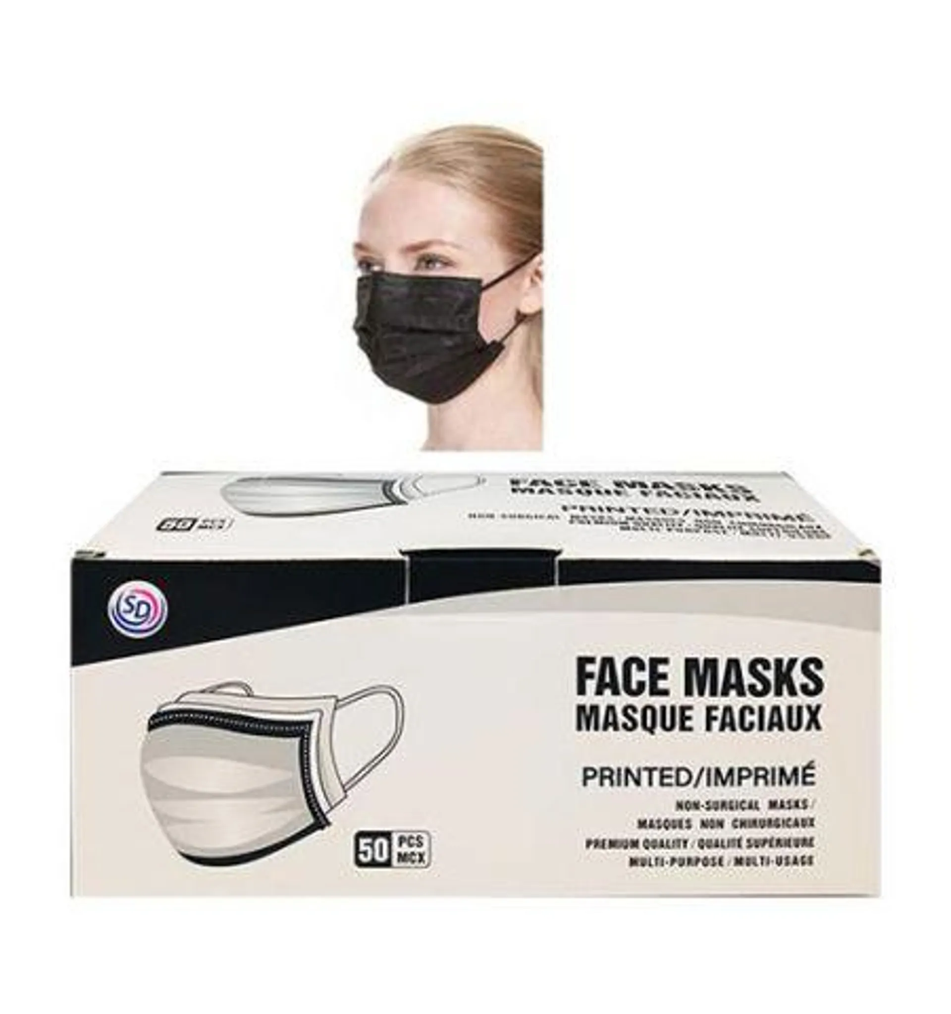 50-Pack Disposable Face Mask (Black)