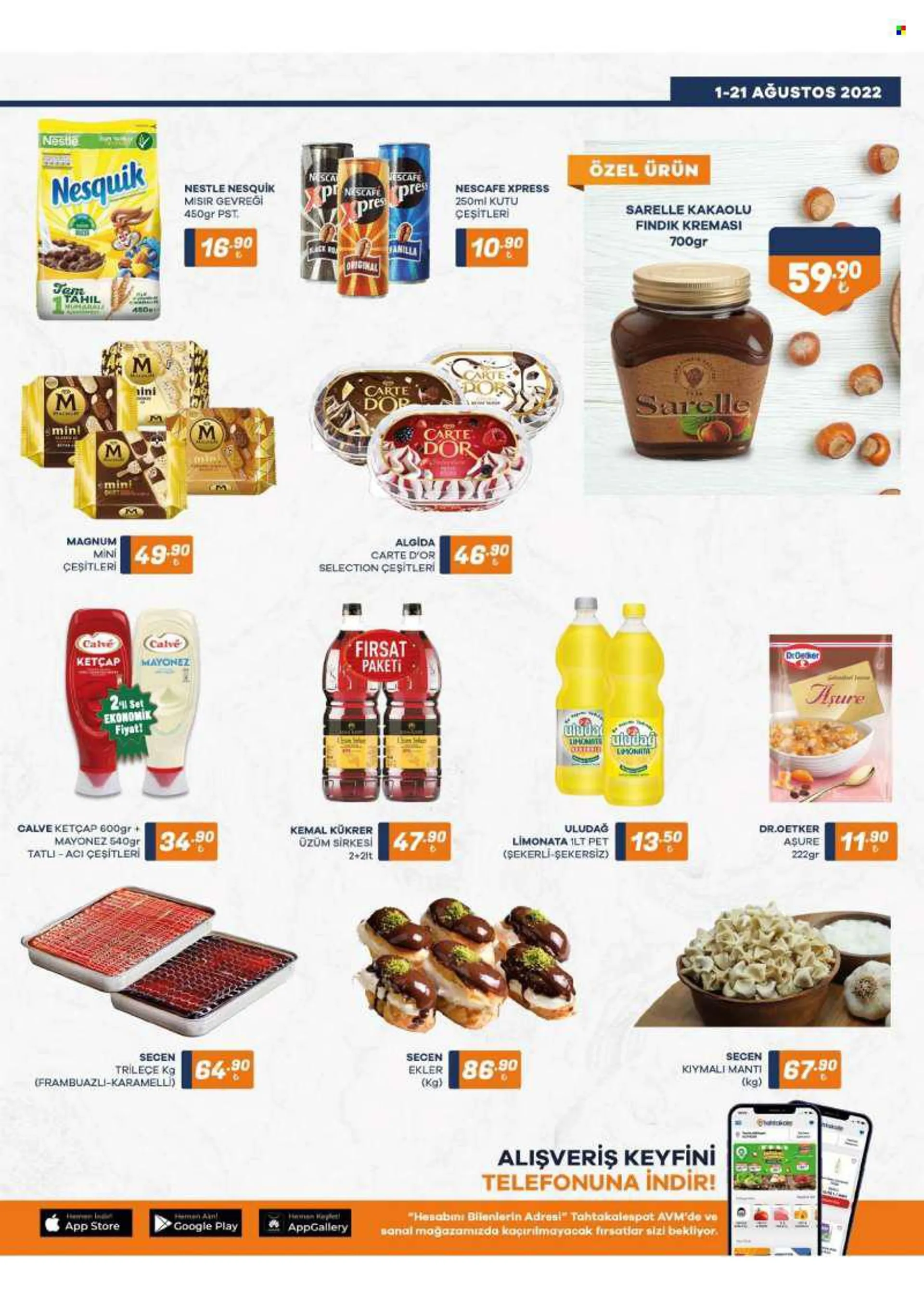 Tahtakale Spot aktüel ürünler, broşür  - 8.1.2022 - 8.21.2022 - Satıştaki ürünler - sarelle, mayonez, nesquik, nestle, ketçap, calve, ekler. Sayfa 3.