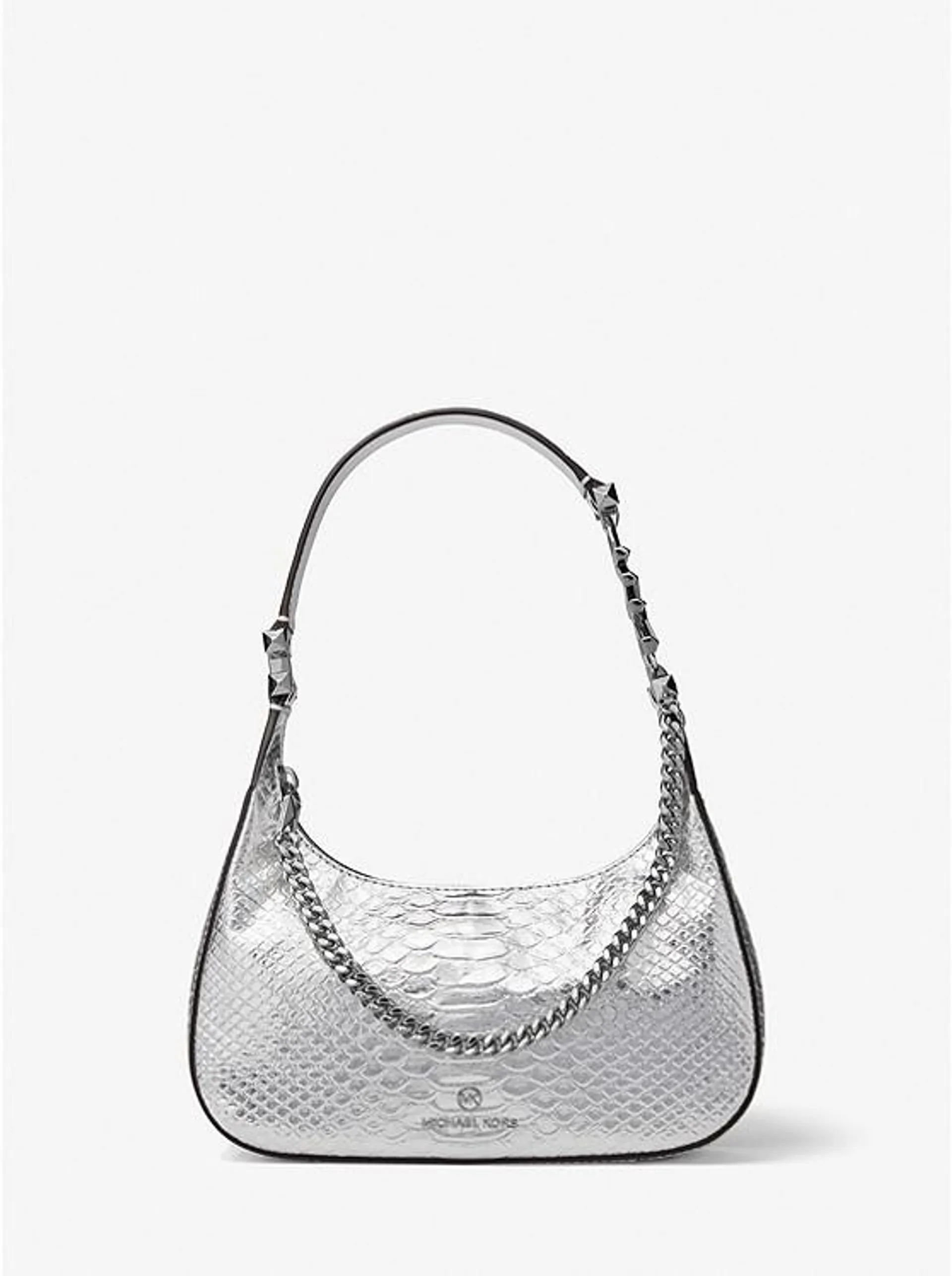 Piper Small Metallic Snake Embossed Leather Shoulder Bag