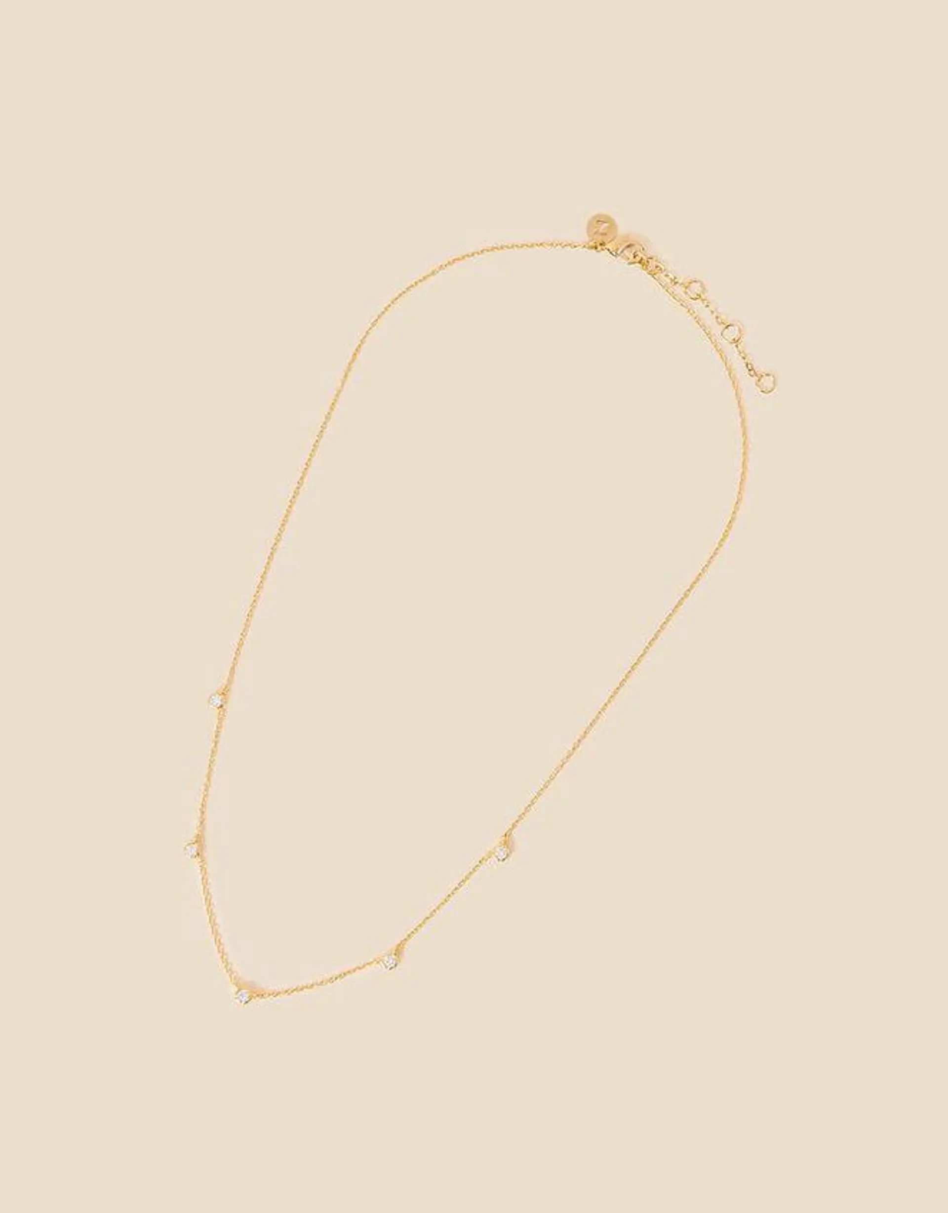 Gold-Plated Sparkle Station Necklace