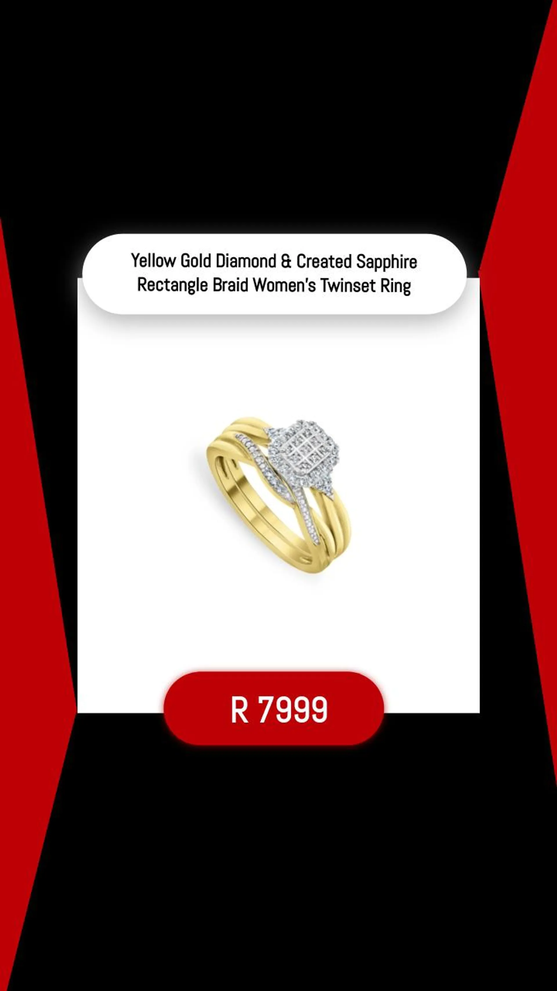 Yellow Gold Diamond & Created Sapphire Rectangle Braid Women’s Twinset Ring