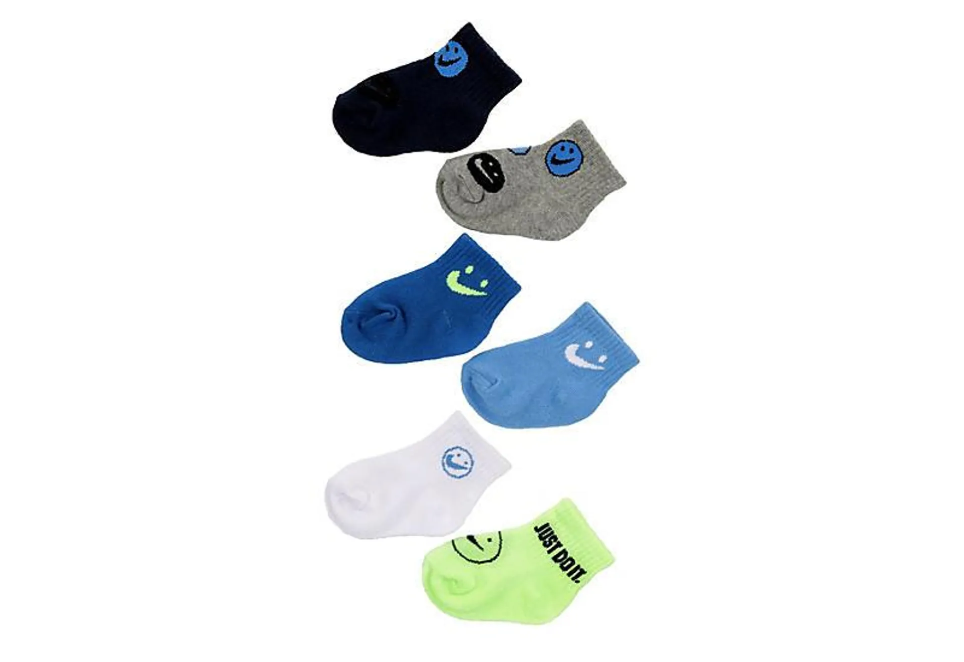 Nike Unisex Blue Smiles Infant Ankle Socks 6 Pairs - Navy