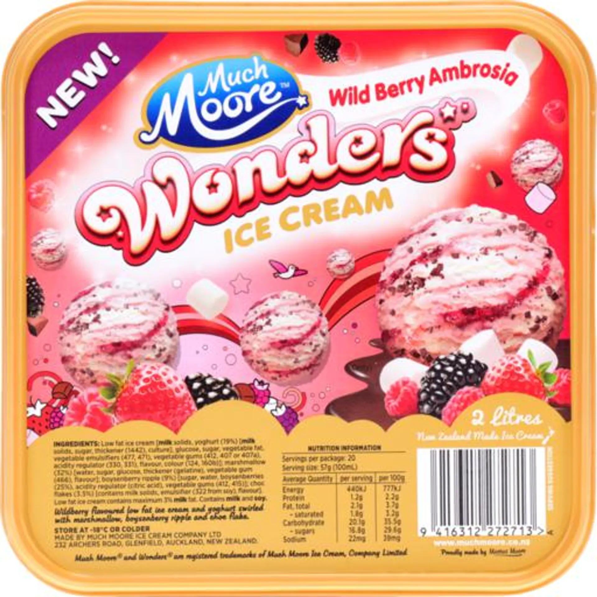 Much Moore Ice Cream Wonders Low Fat Wildberry Ambrosia 2L