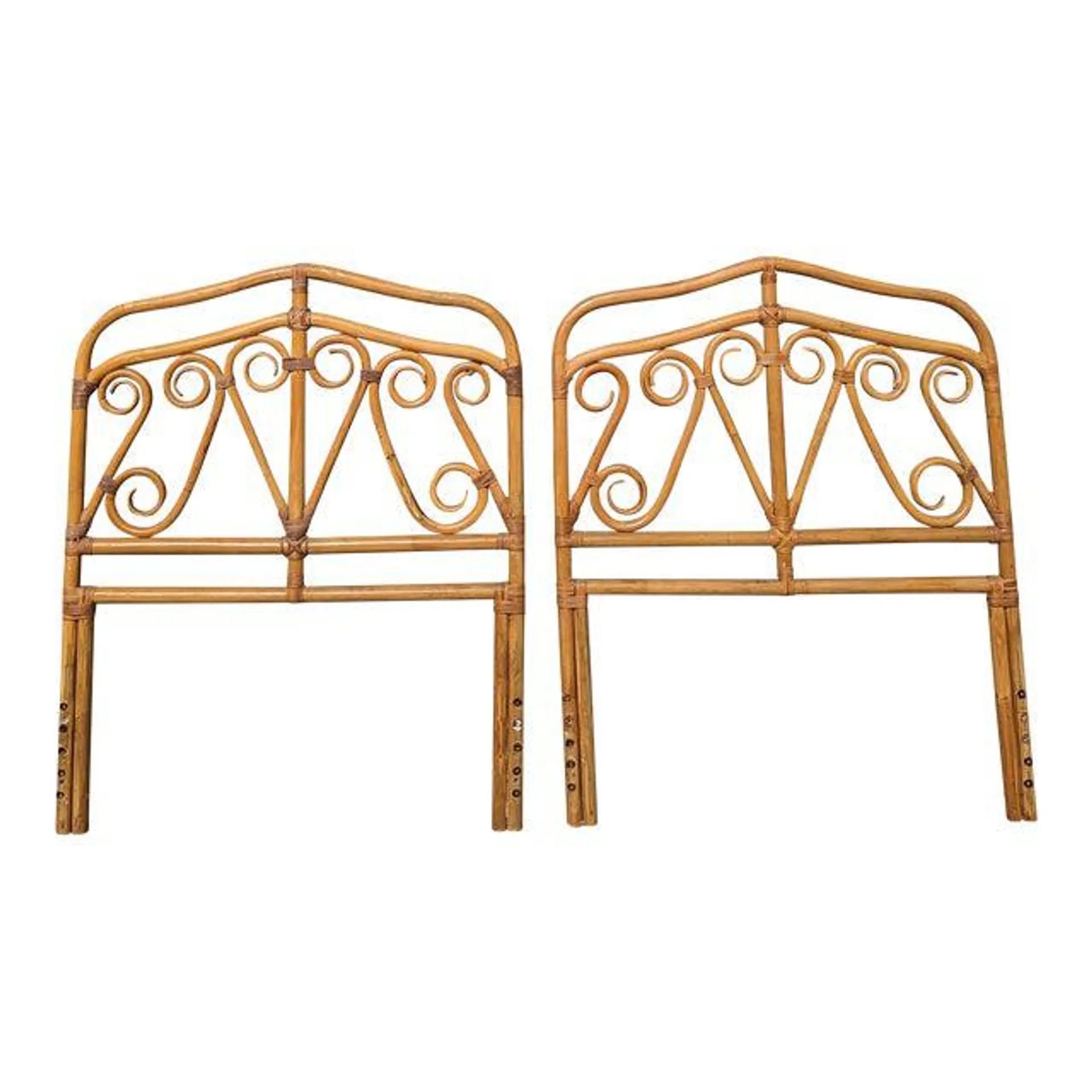 1970s Vintage Twin Bamboo Headboards - a Pair