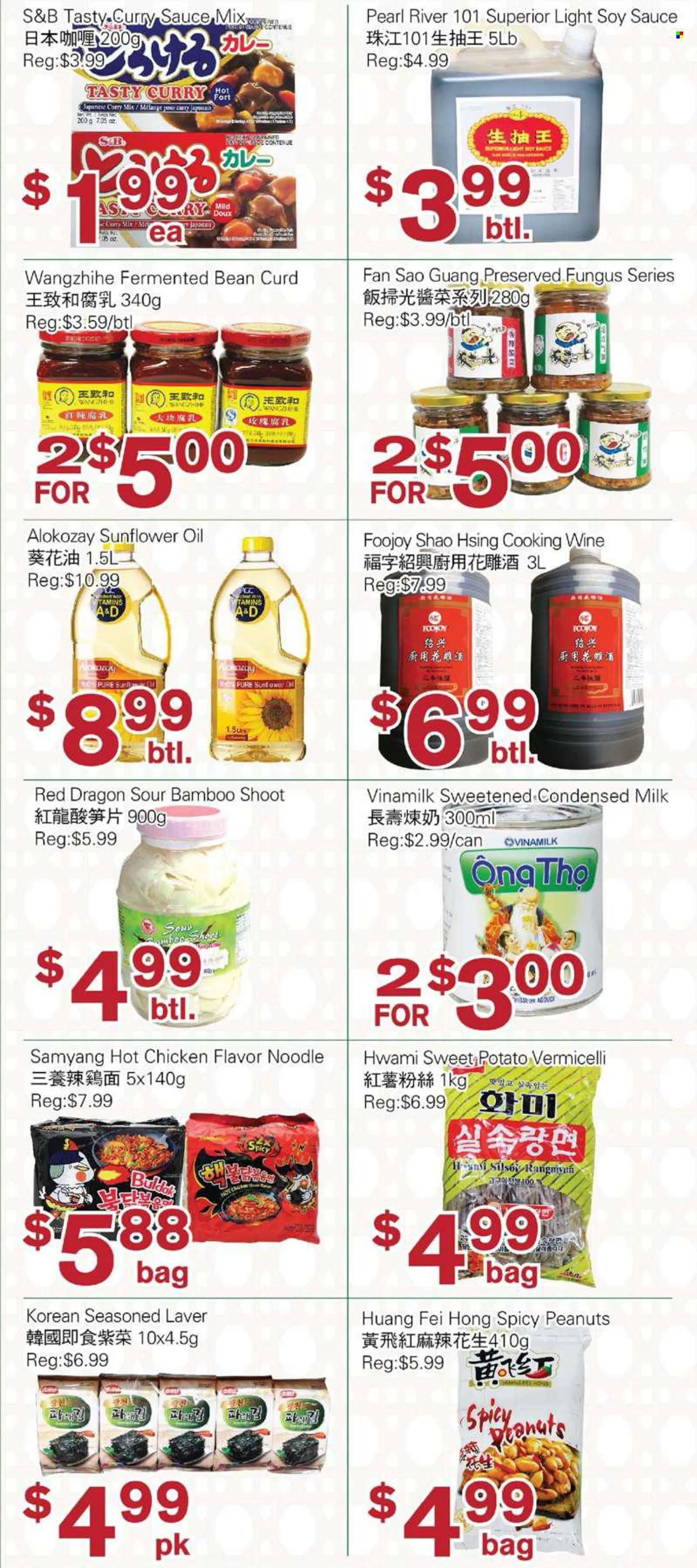 First Choice Supermarket Flyer - June 10, 2022 - June 16, 2022 - Sales products - sweet potato, sauce, noodles, curd, milk, condensed milk, bamboo shoot, soy sauce, curry sauce, sunflower oil, oil, peanuts, cooking wine, bag. Page 3.