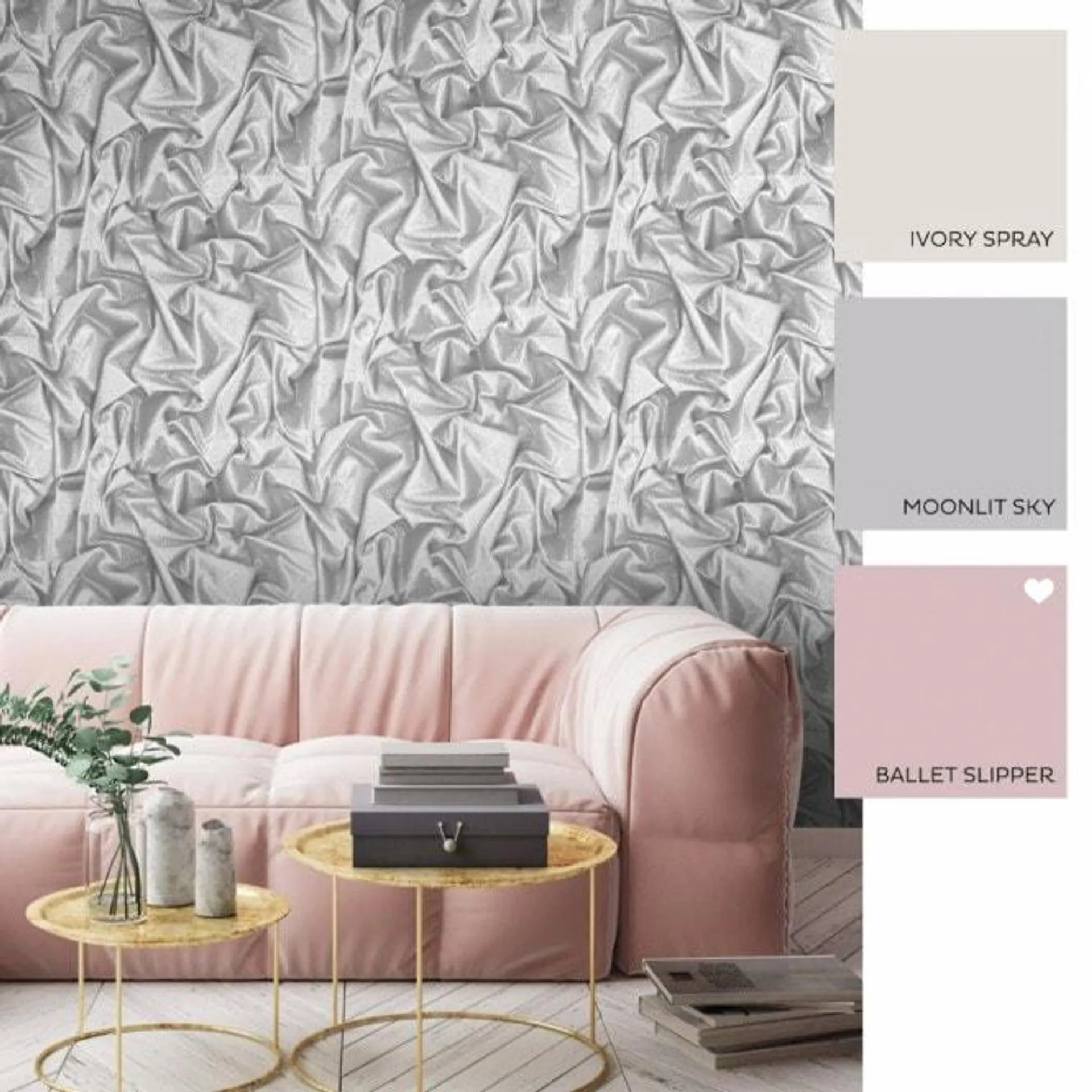Chloe Crushed Silk wallpaper in grey & silver