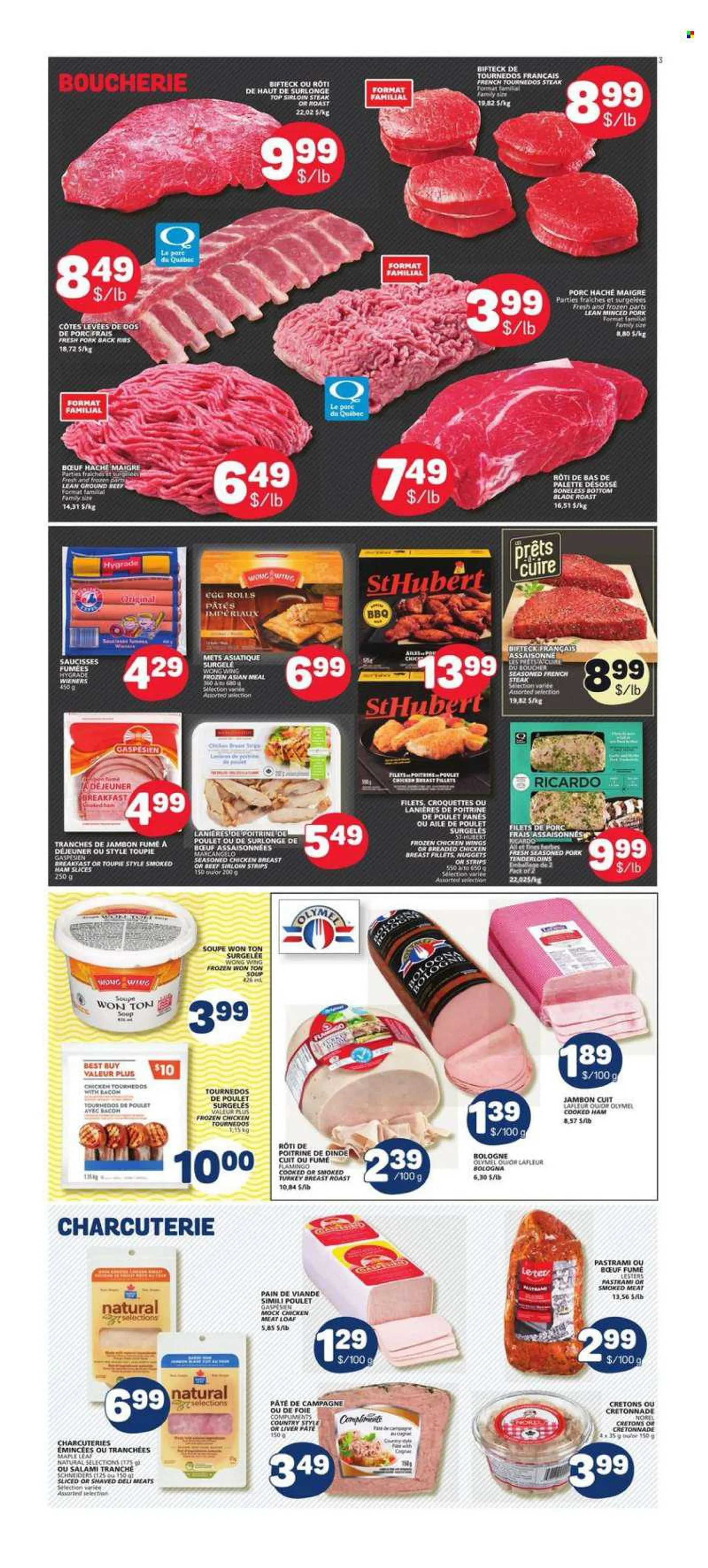 Marché Bonichoix Flyer - June 30, 2022 - July 06, 2022 - Sales products - soup, nuggets, egg rolls, fried chicken, cooked ham, salami, ham, pastrami, smoked ham, bologna sausage, chicken wings, strips, potato croquettes, chicken meat, turkey meat, beef me