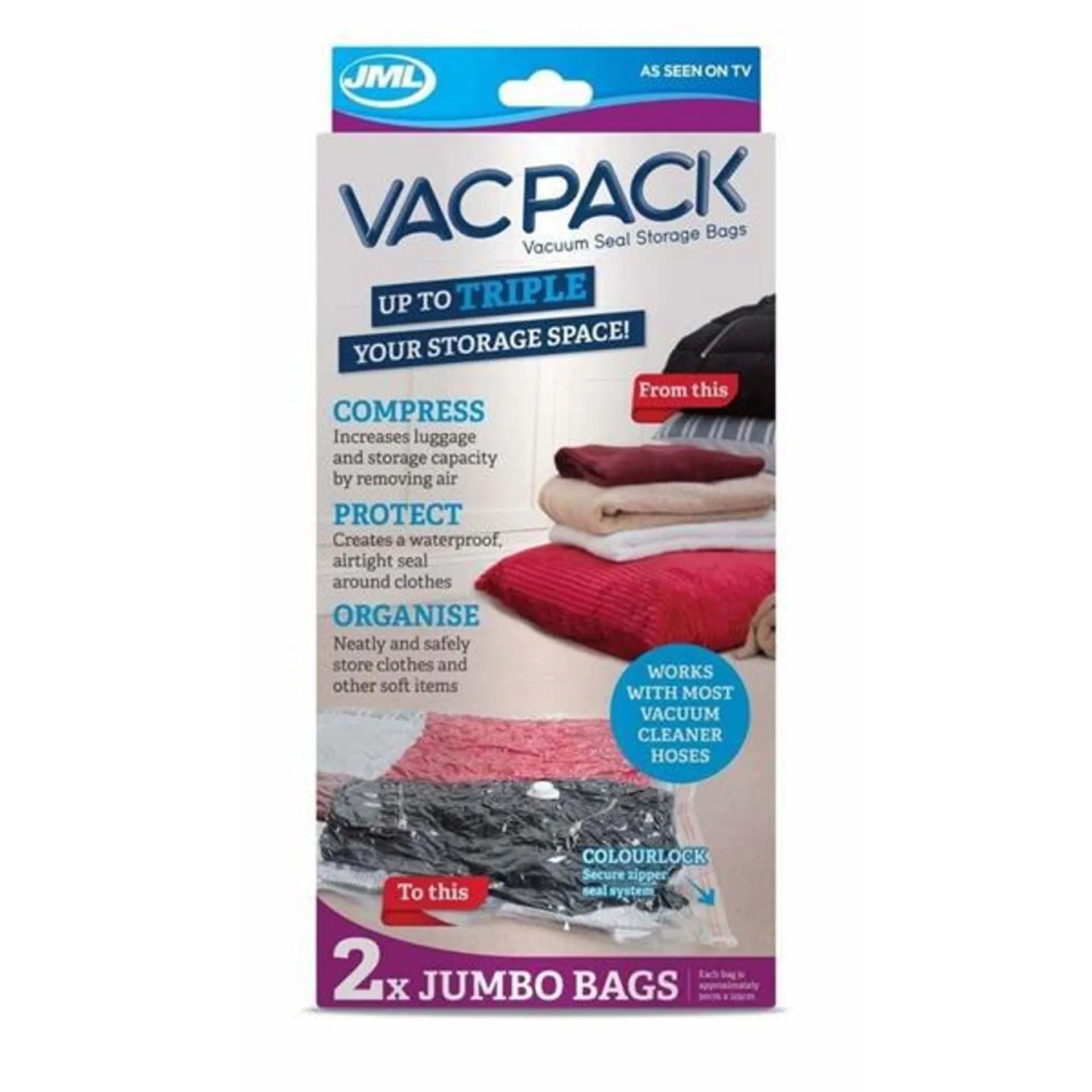 Vacpack Jumbo Portable Vacuum Storage Bag 2 Pack