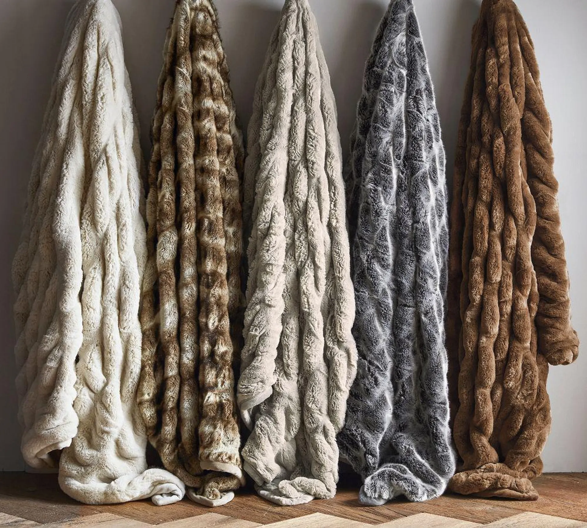 Faux Fur Ruched Throws