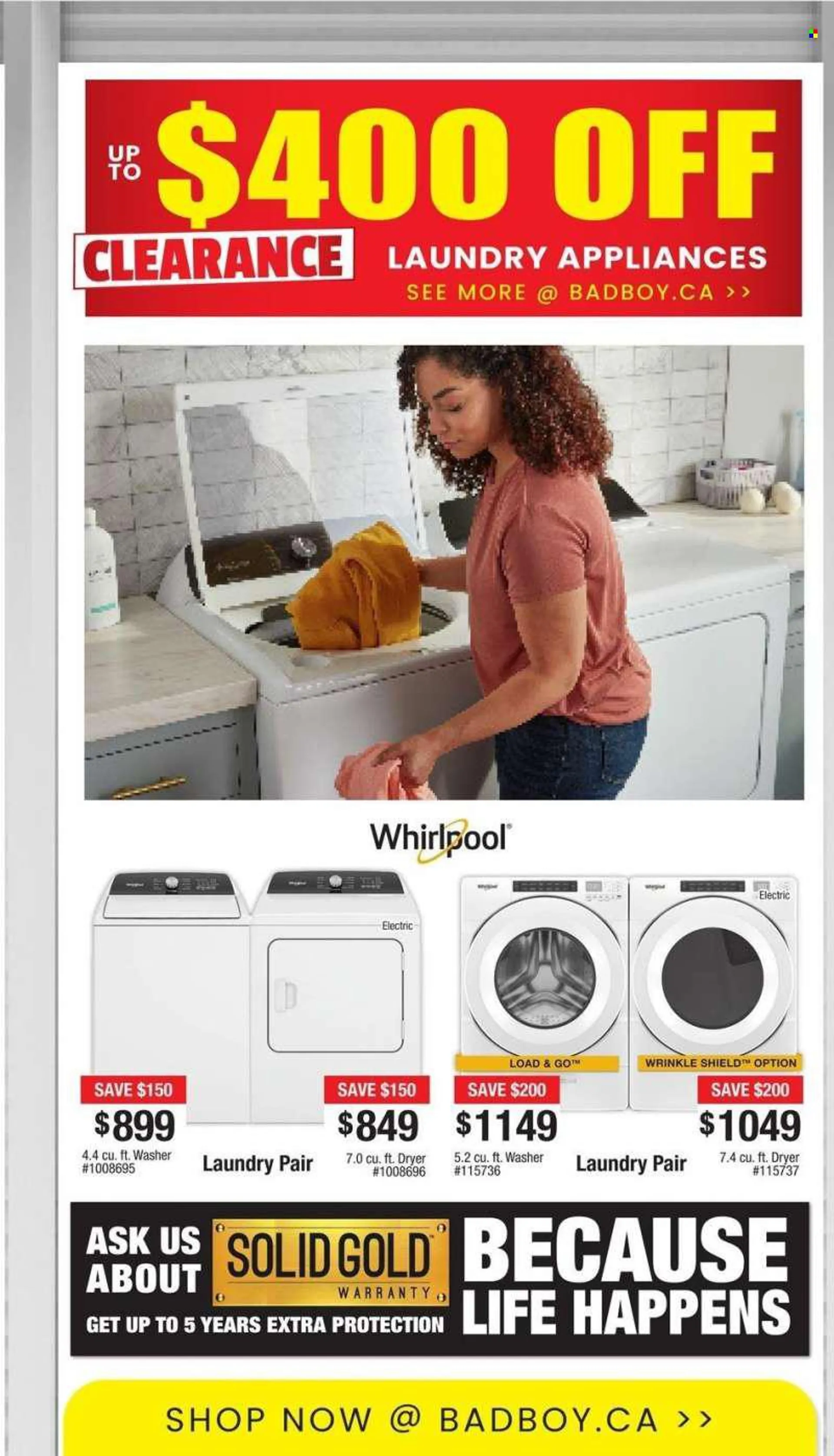 Bad Boy Superstore Flyer - June 10, 2022 - July 12, 2022 - Sales products - Whirlpool, washing machine. Page 5.