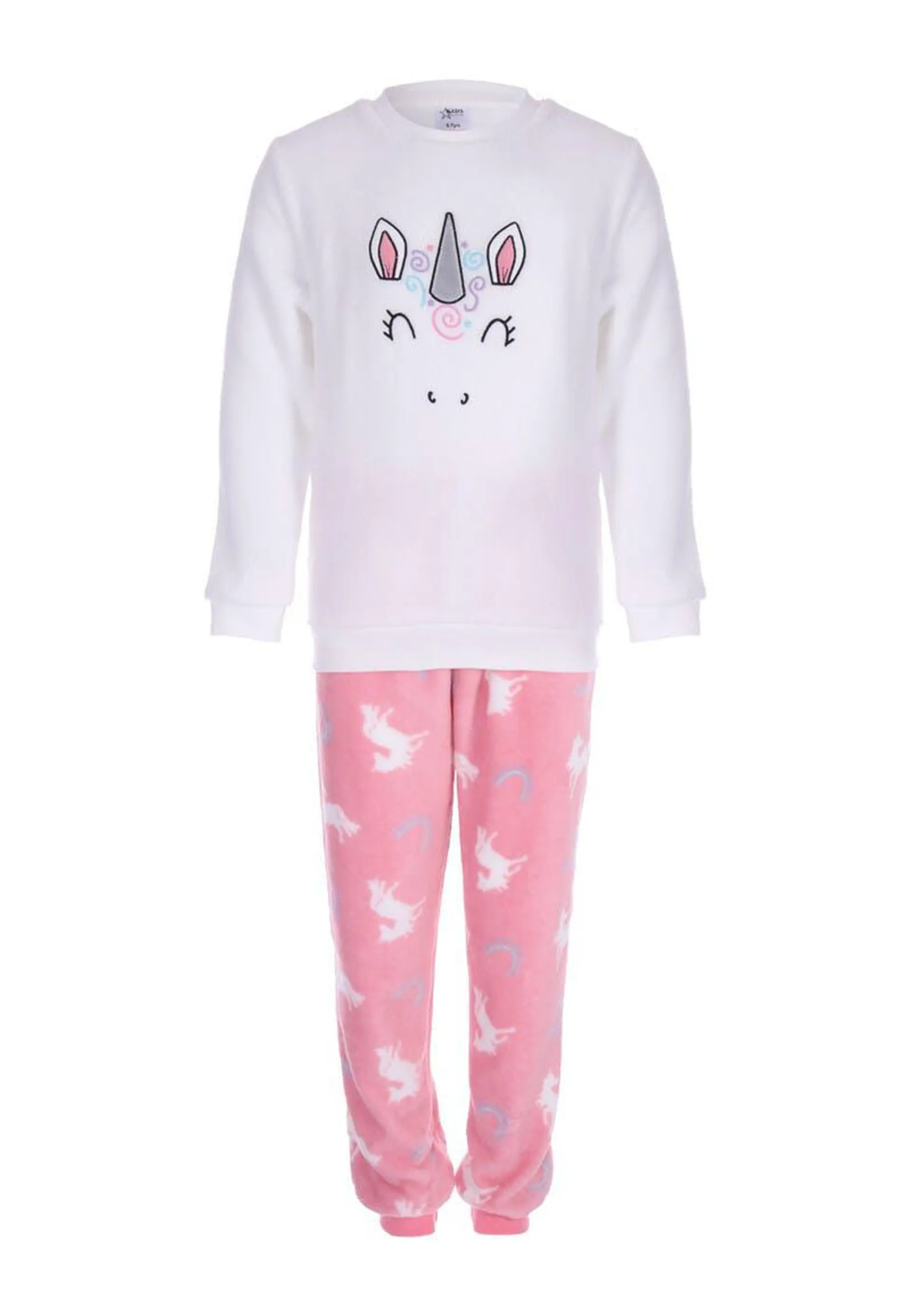 Girls Unicorn Fluffy Fleece Pyjama Set
