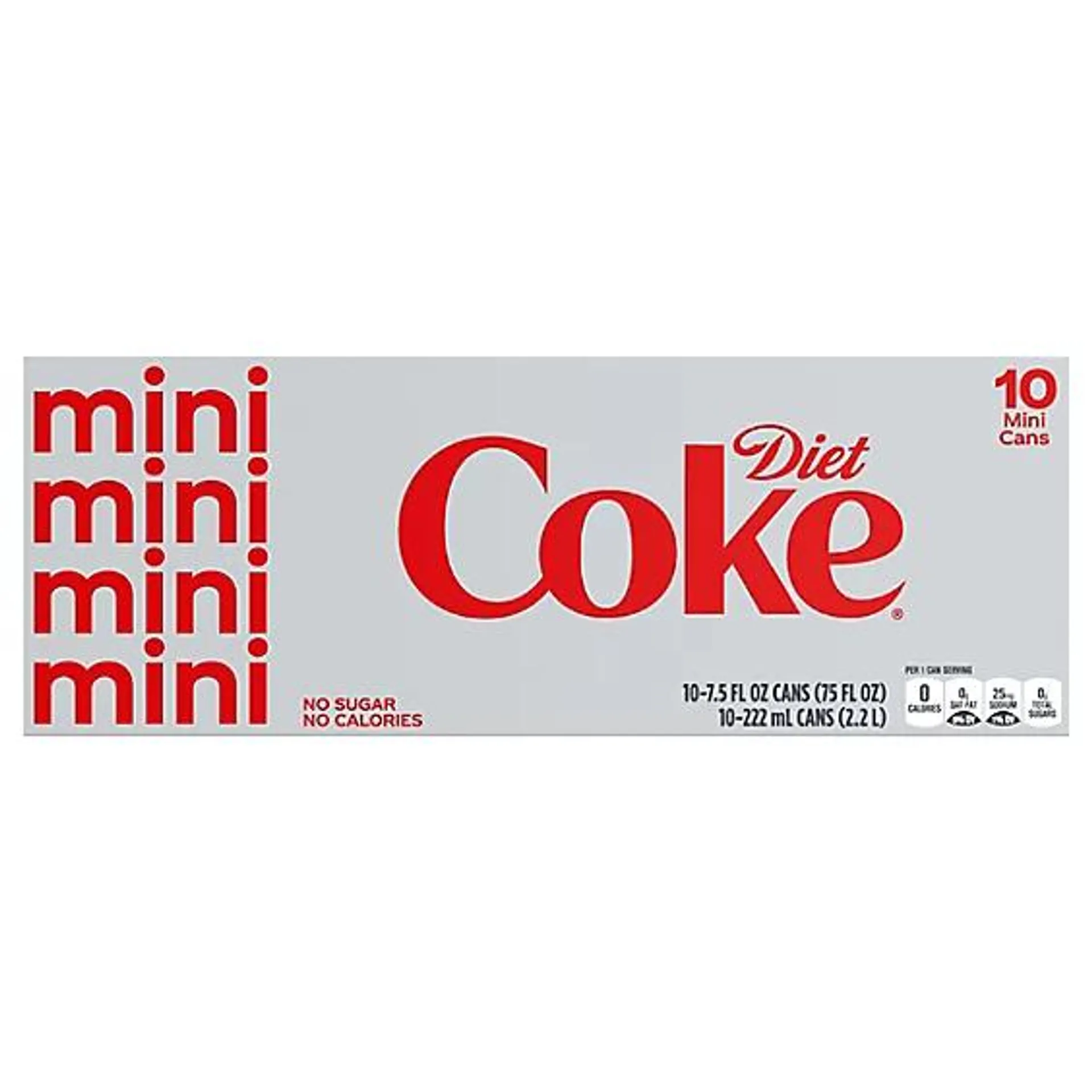 Diet Coke Soda Pop Mini Cans 10 Count - 7.5 Fl. Oz.