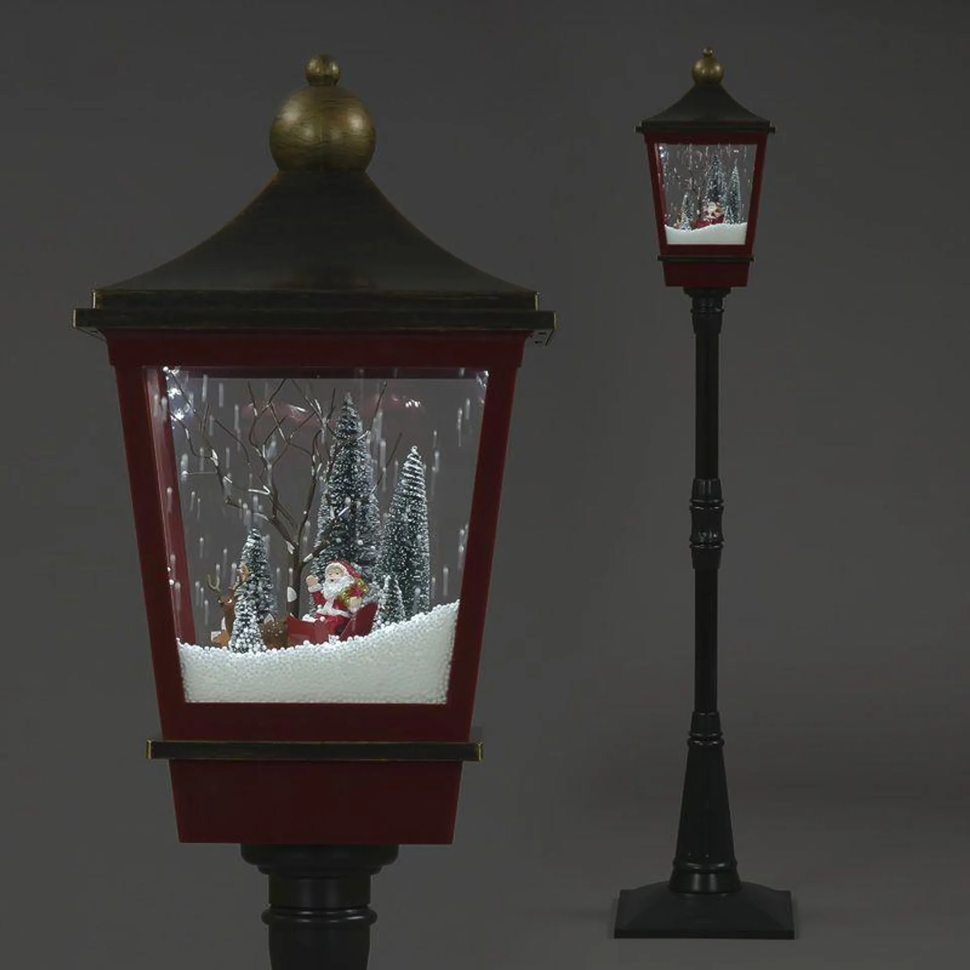 184cm Red Street Lamp Featuring Santa Scene