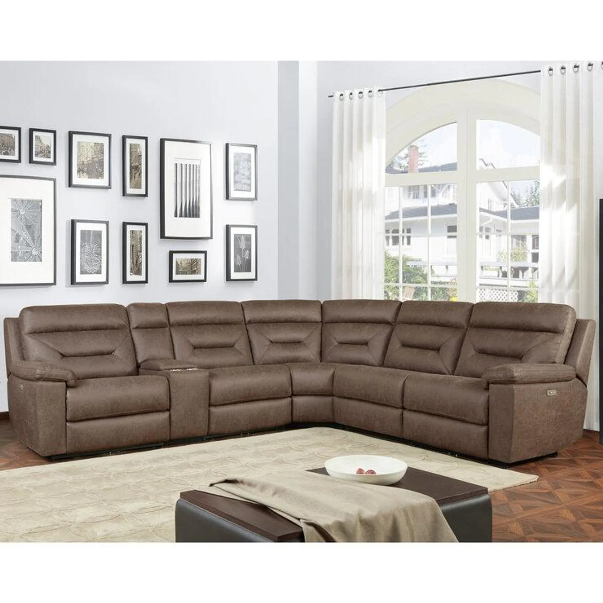 Gilman Creek Justin Brown Fabric Power Reclining Sectional Sofa