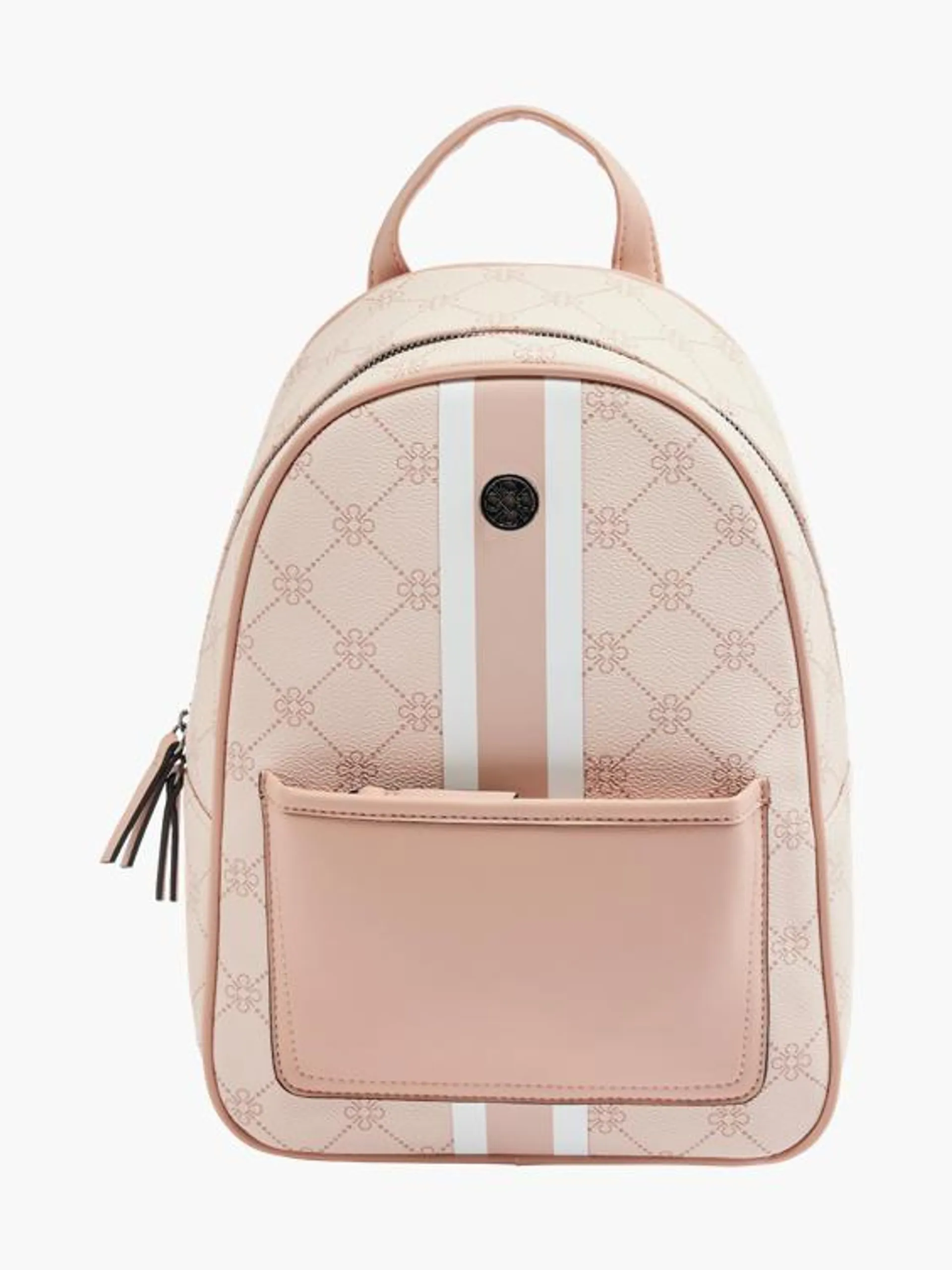 Pink Monogram Backpack with Striped Panelling and Pocket Detail