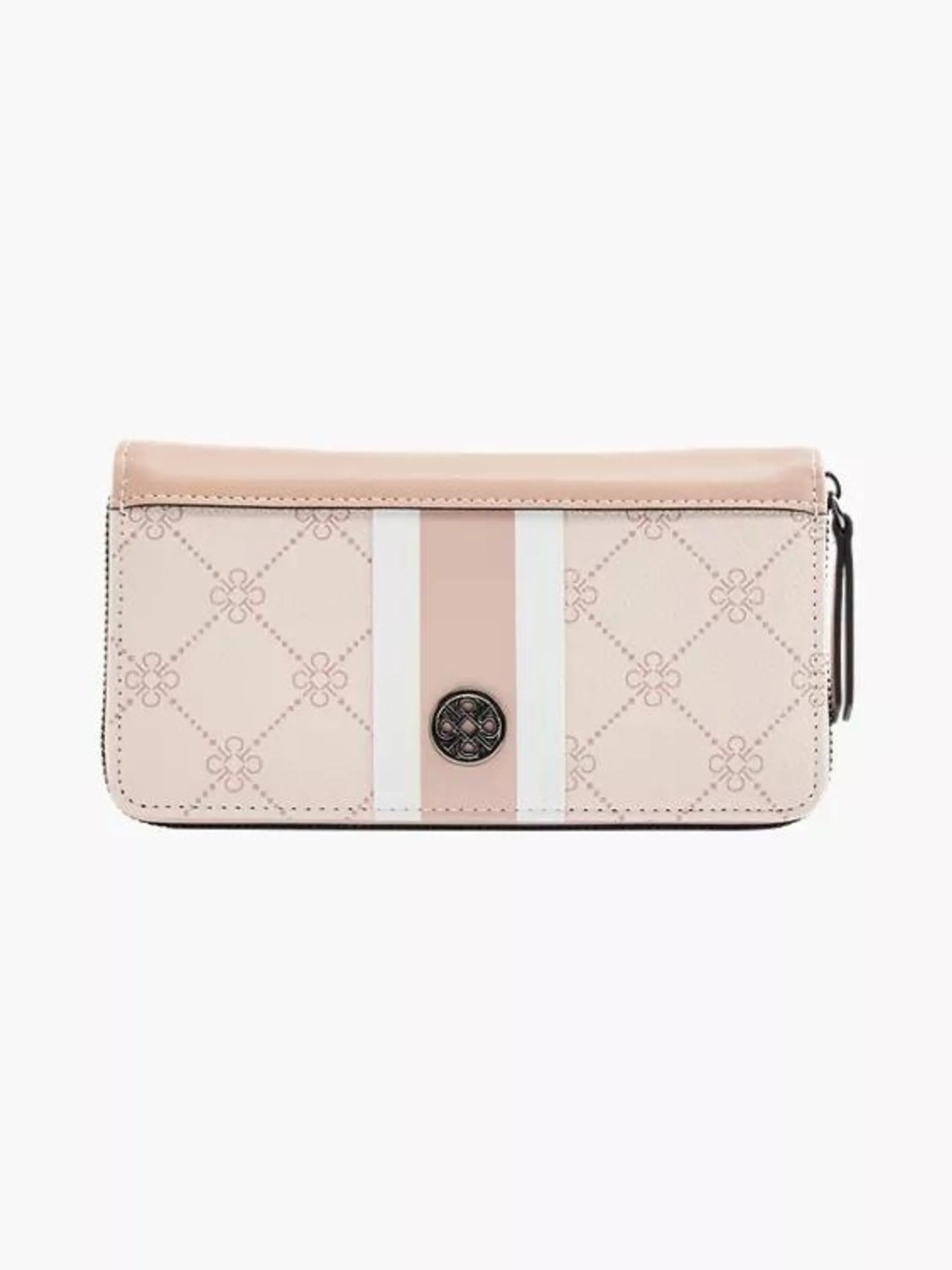 Pink Monogram Purse with Striped Panelling