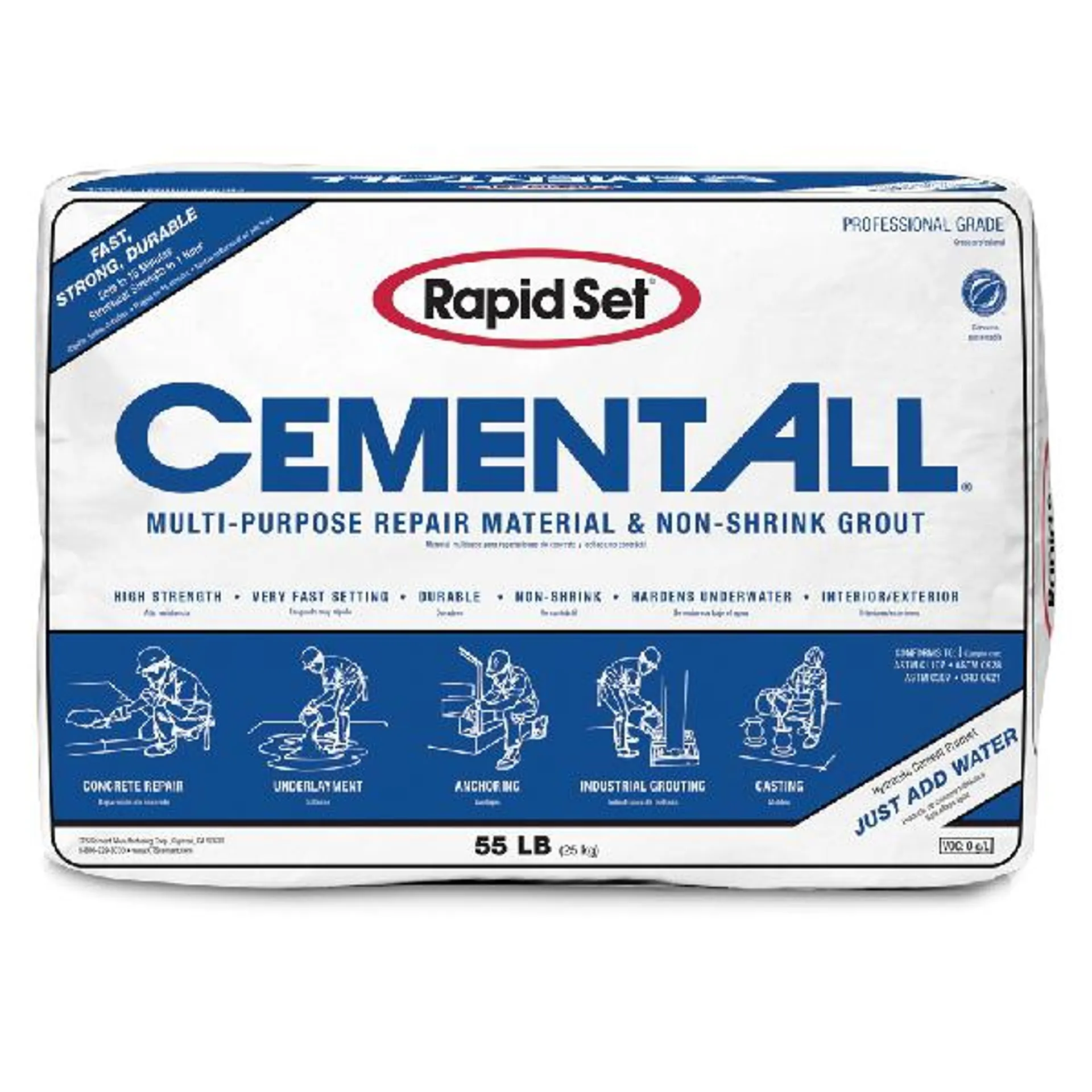 CEMENT ALL Series 120010055 Non-Shrink Grout, Tan, Solid, 55 lb Bag
