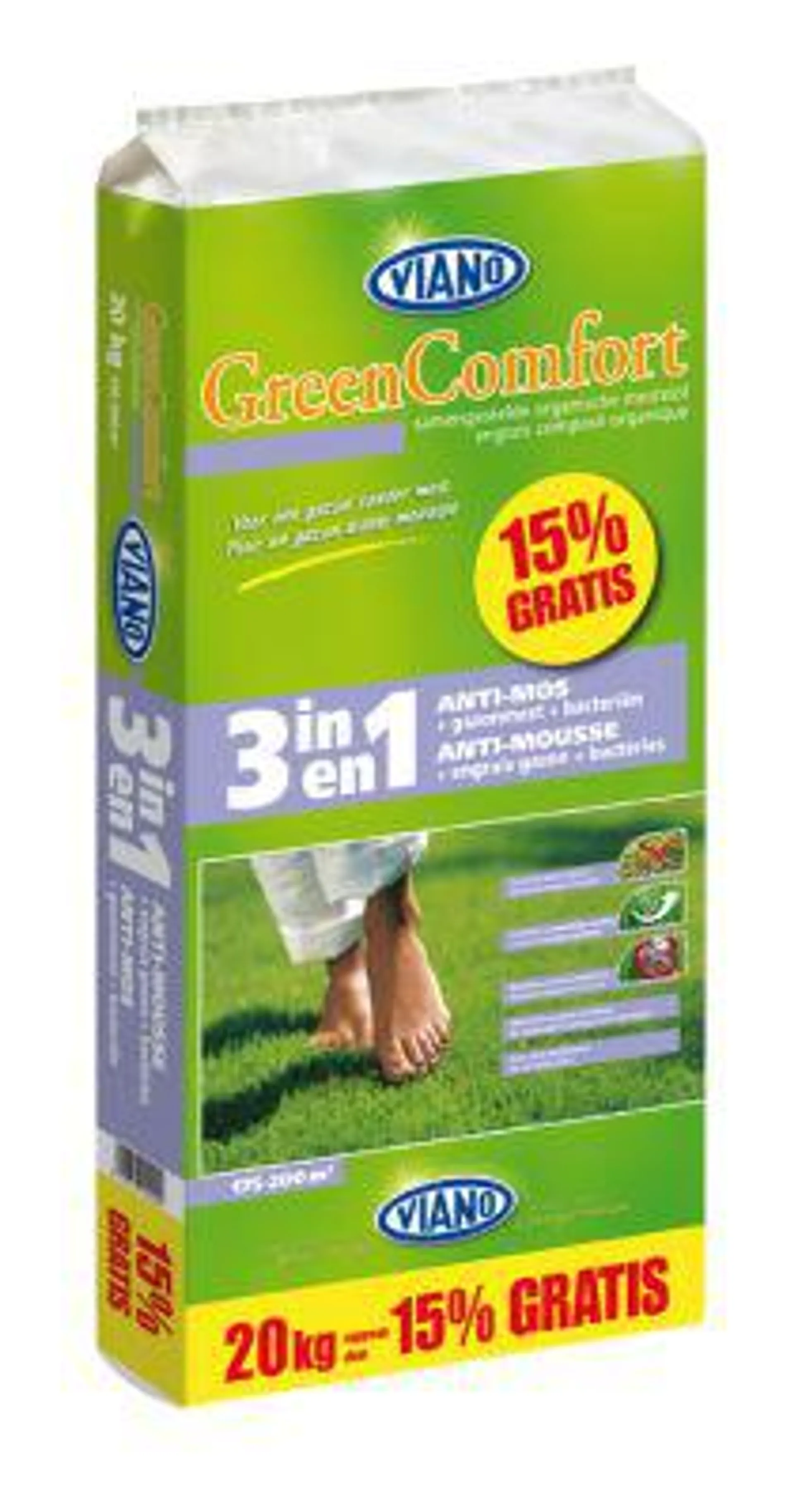 GreenComfort 3 in 1 gazonmeststof 17kg + 3 kg gratis