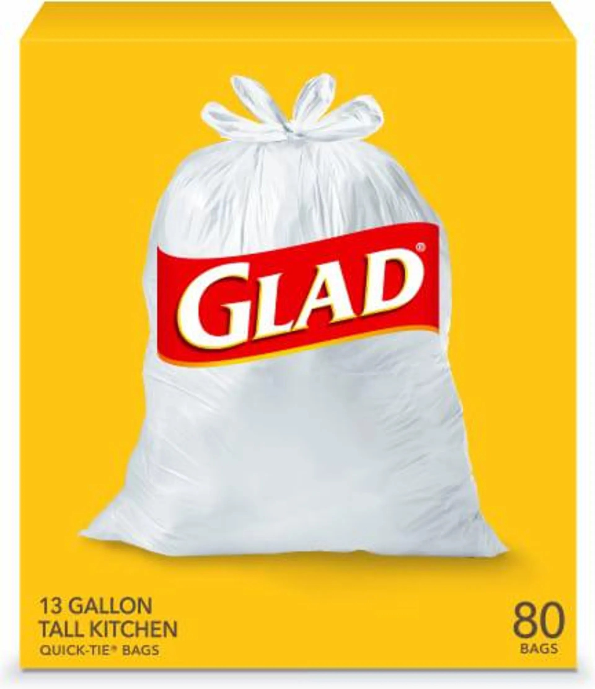 Glad Tall Kitchen Quick-Tie White Trash Bags