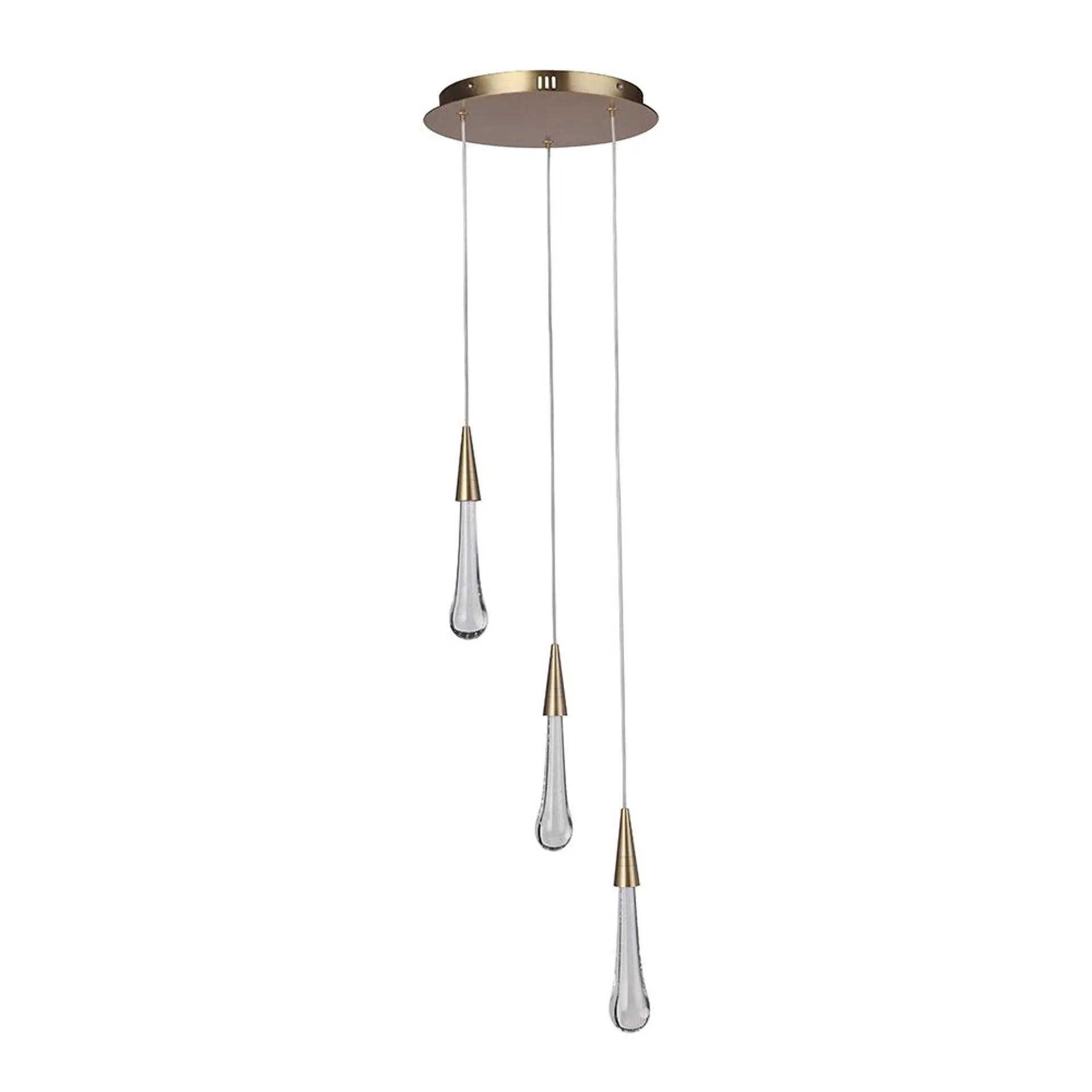 Teardrop 3 Light LED Pendant - Aged Brass