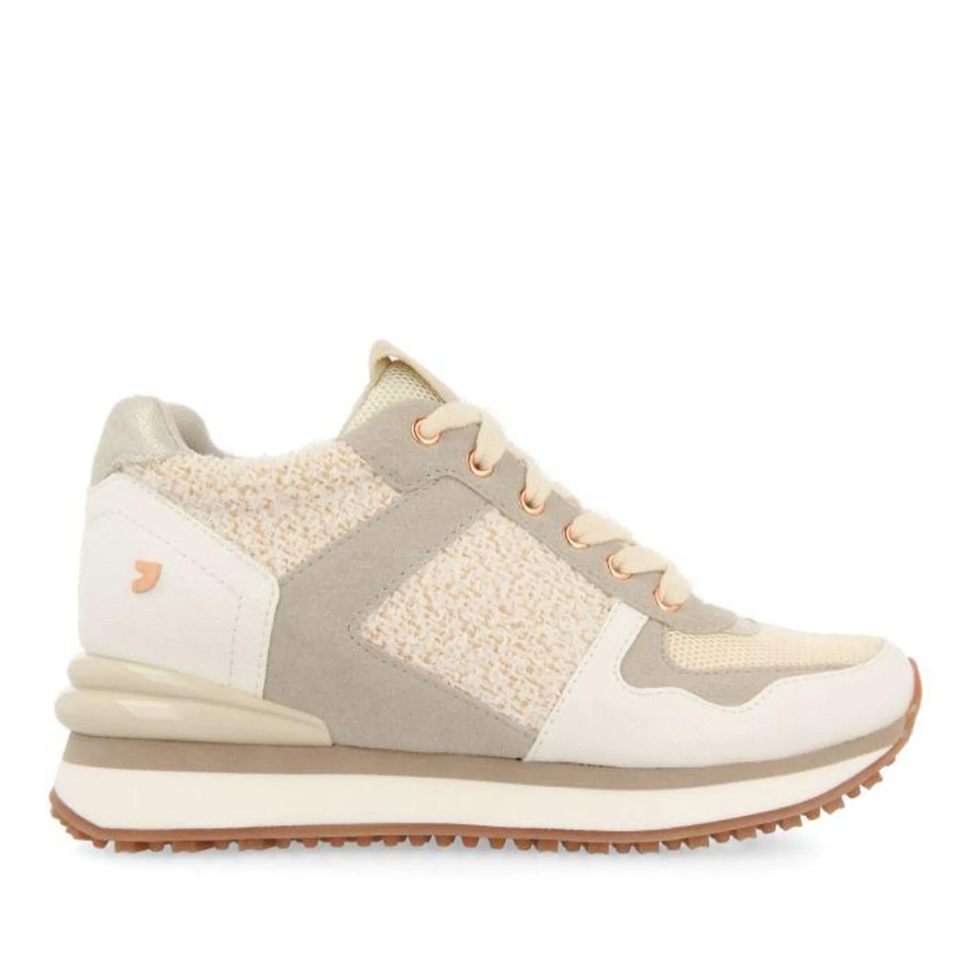 Lellig women's off-white monochrome sneakers with inner wedges
