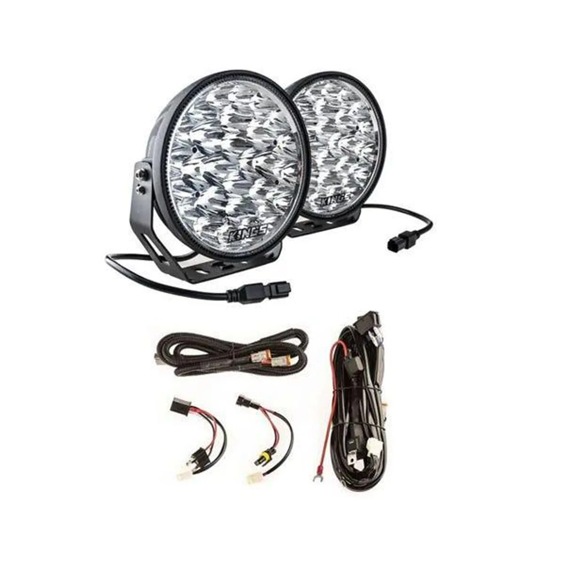 Adventure Kings Domin8r Xtreme 9” LED Driving Lights (Pair) + Plug N Play Smart Wiring Harness Kit