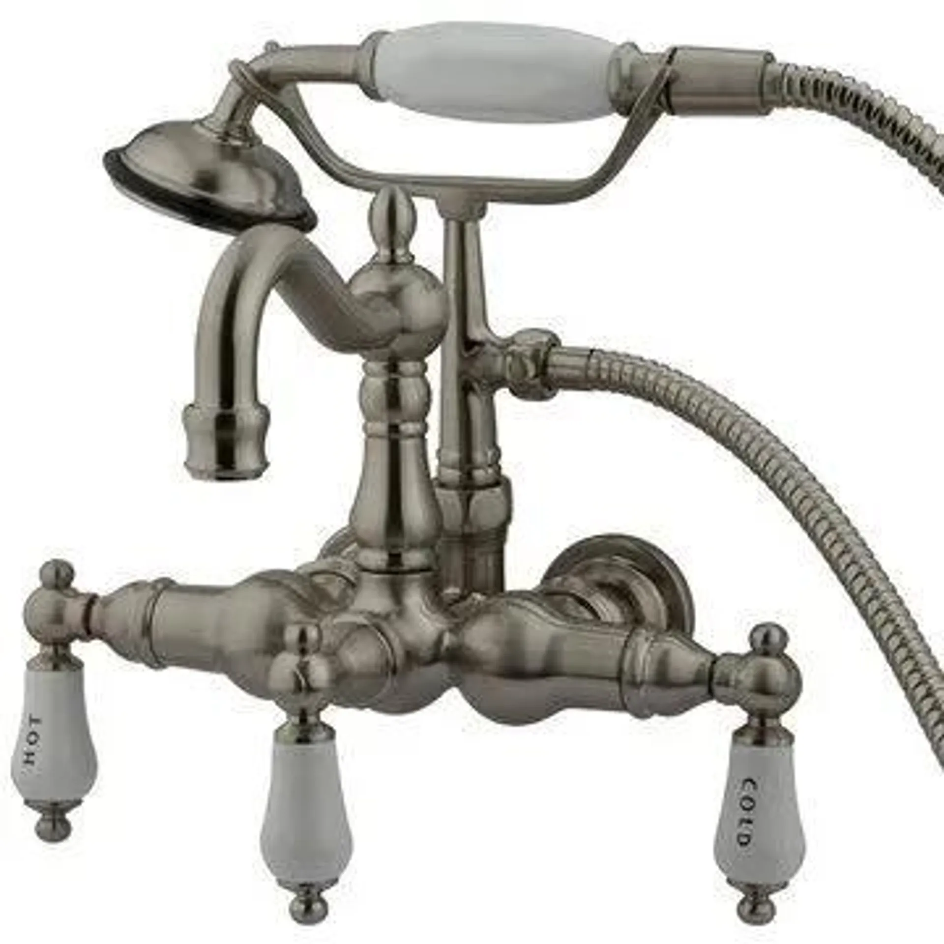 Restorers Heritage Clawfoot Tub Faucet & Hand Shower - Porcelain Lever