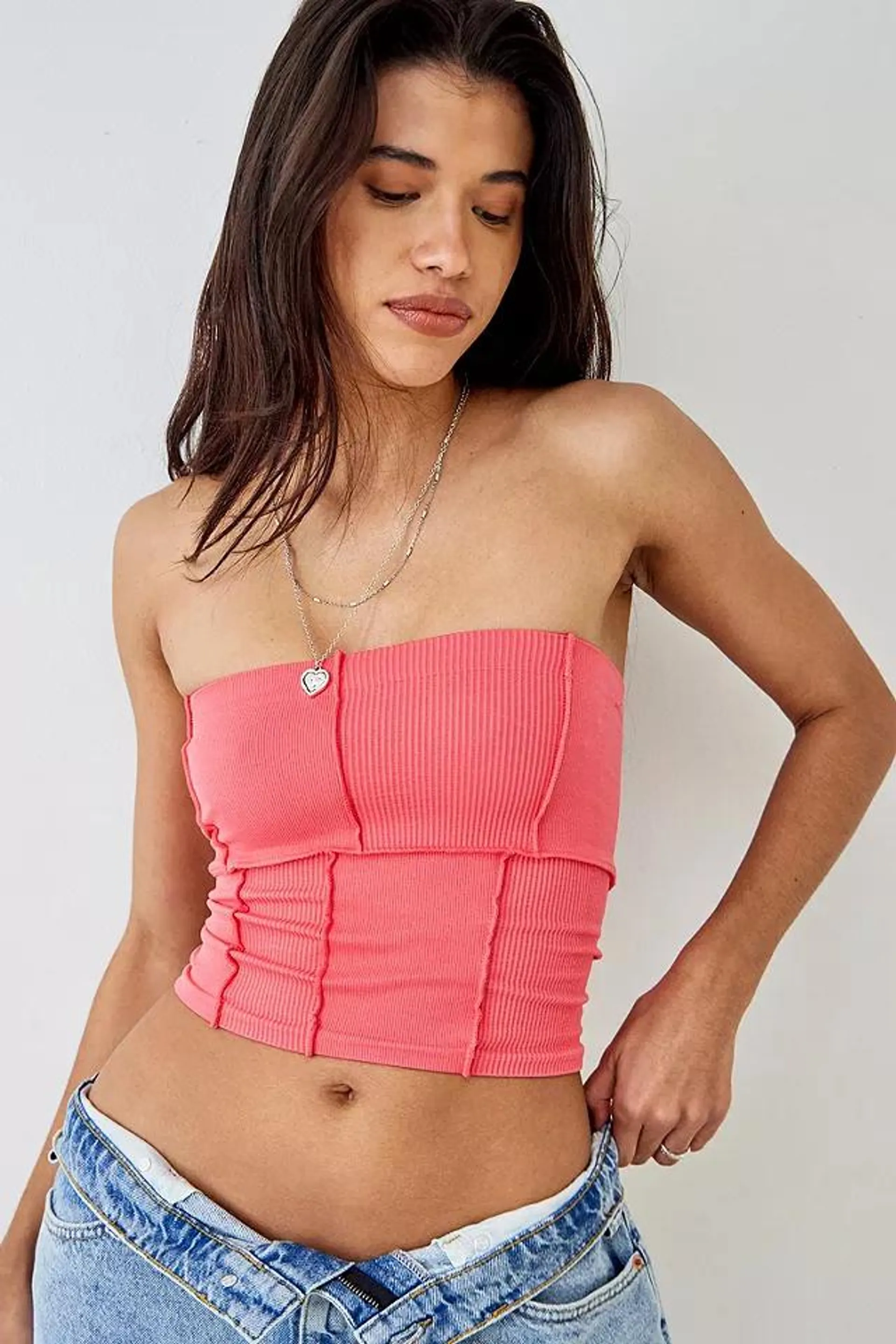 Out From Under Teddy Patchwork Seam Tube Top